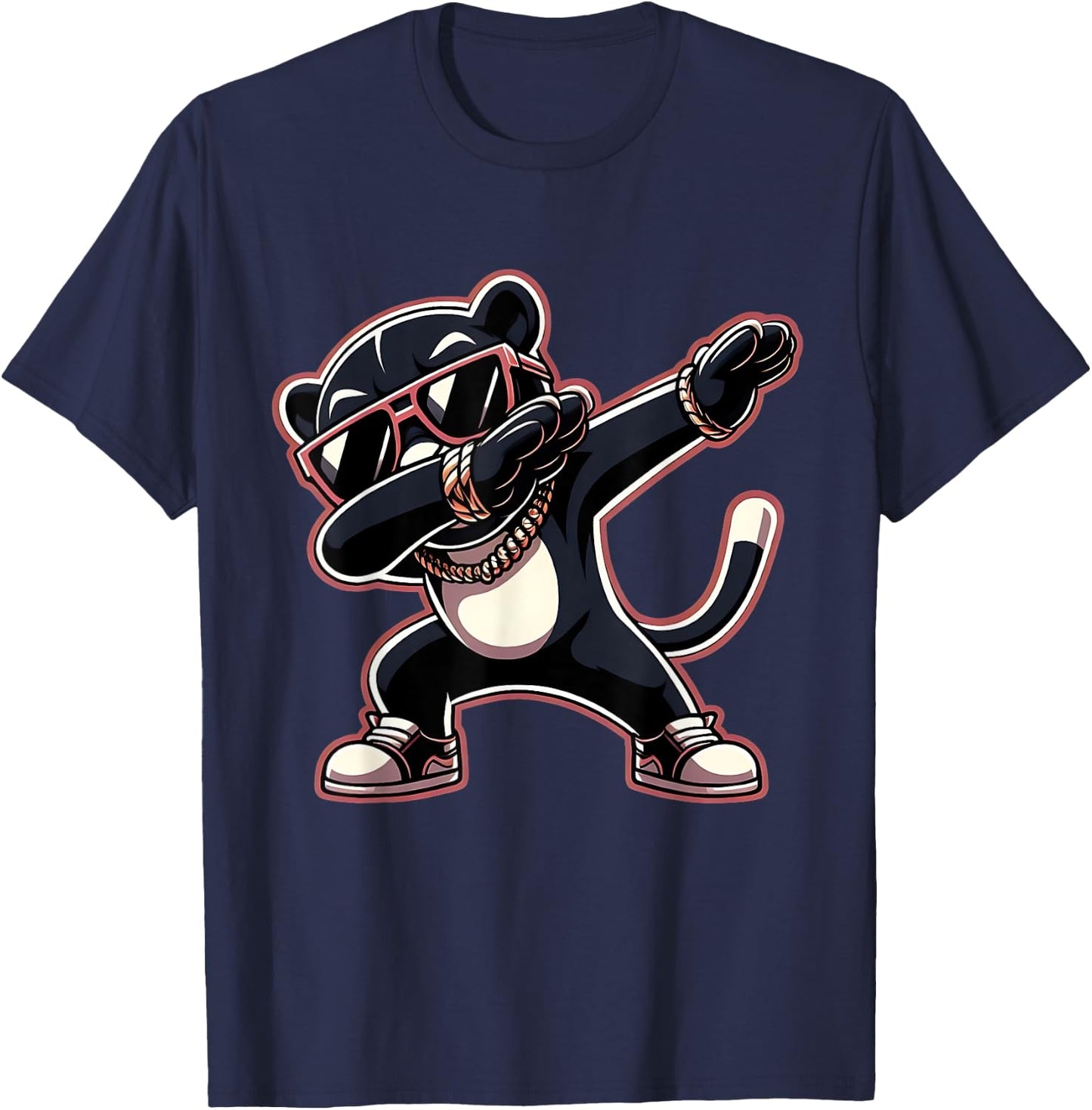 Cool Dabbing Panther Black Wearing Cool Sunglasses T-Shirt - T-Shirt | Navy