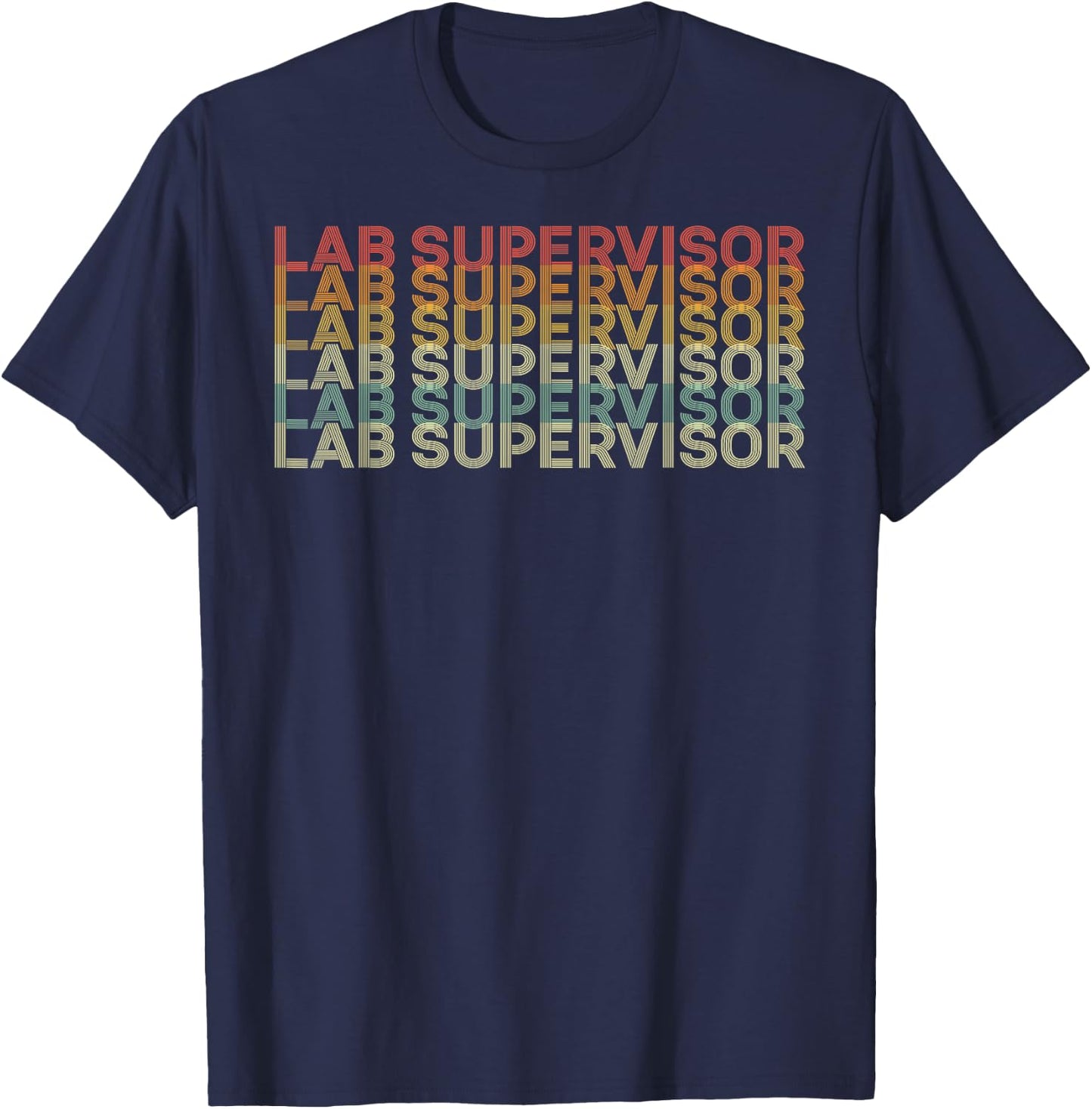 Retro 70s Lab Supervisor Job Title T-Shirt - T-Shirt | Navy