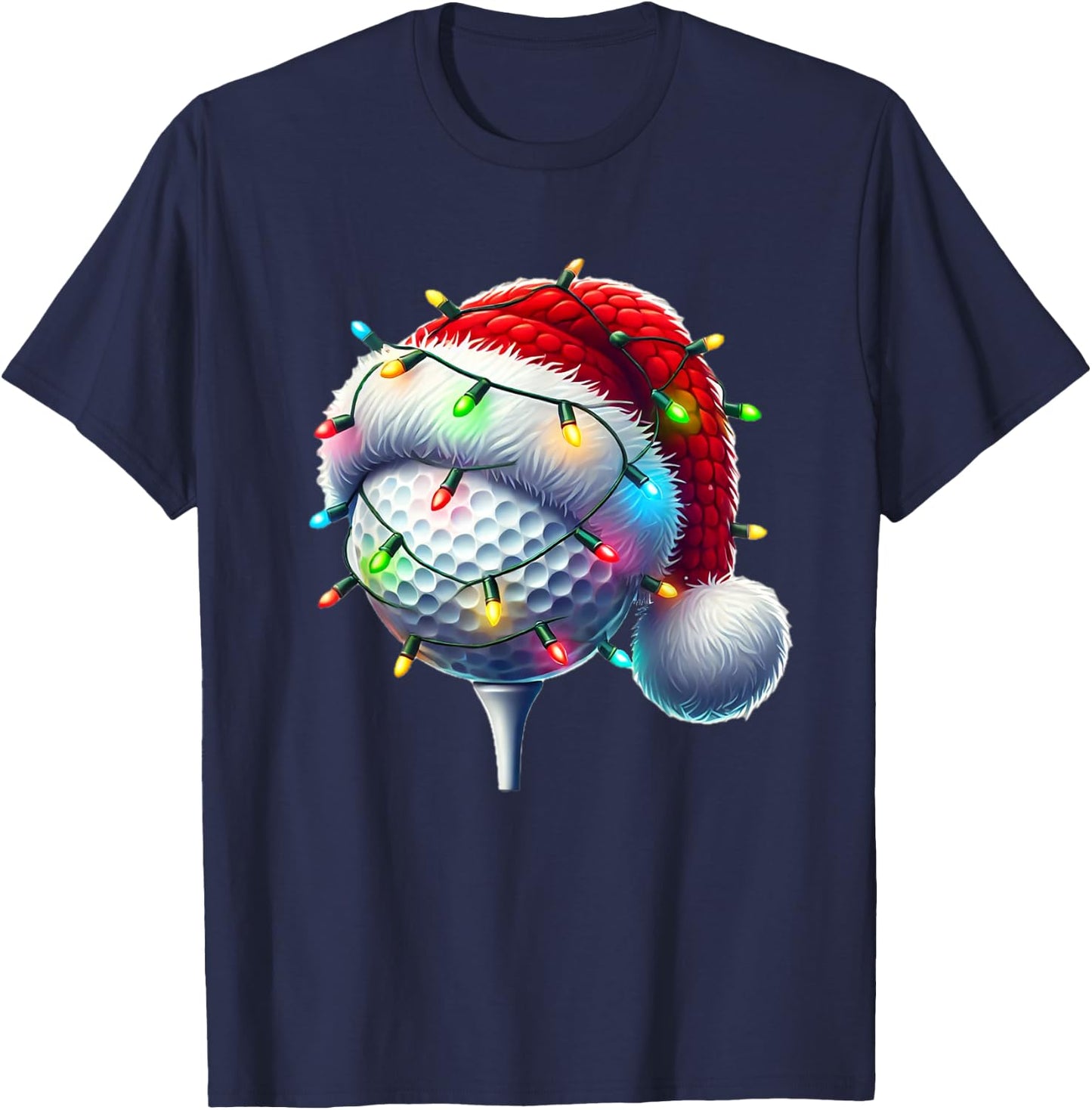 Golf Ball Santa Hat Xmas Golfing Golfer Christmas Boys Men T-Shirt - T-Shirt | Navy