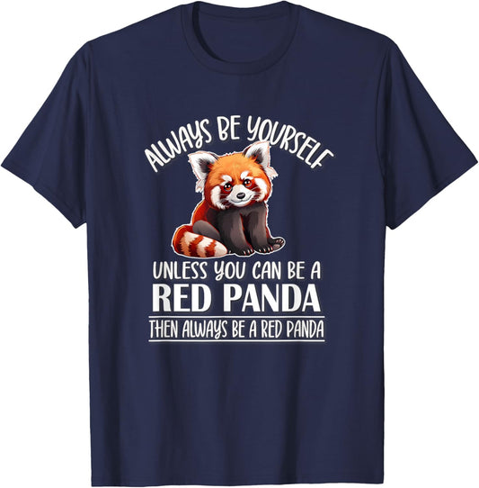 Cute Kids Girls Always Be Yourself Red Panda Lover T-Shirt - T-Shirt | Navy