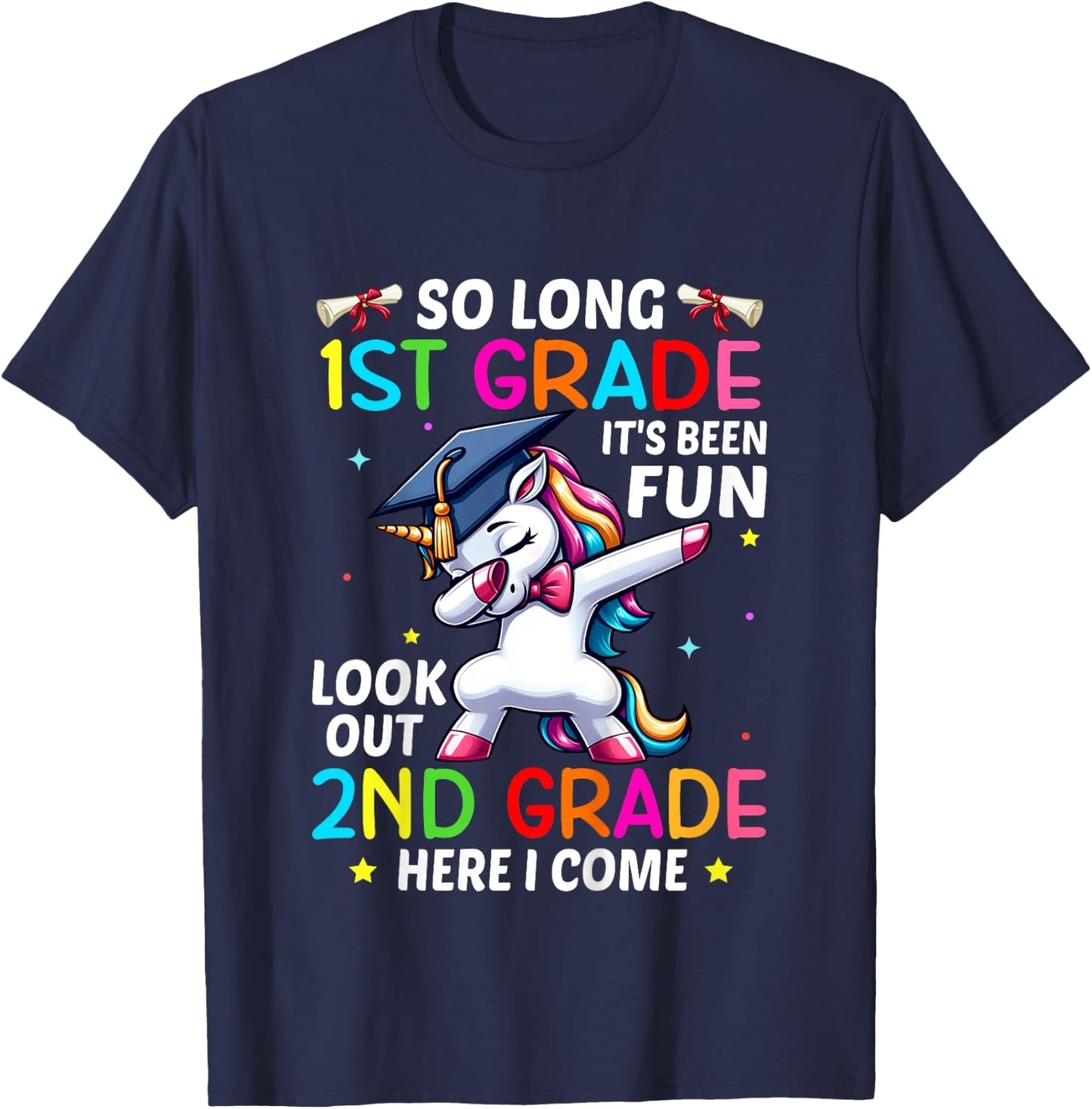 Kids So Long 1st Grade Graduation 2nd Grade Here I Come 2024 T-Shirt - T-Shirt | Navy