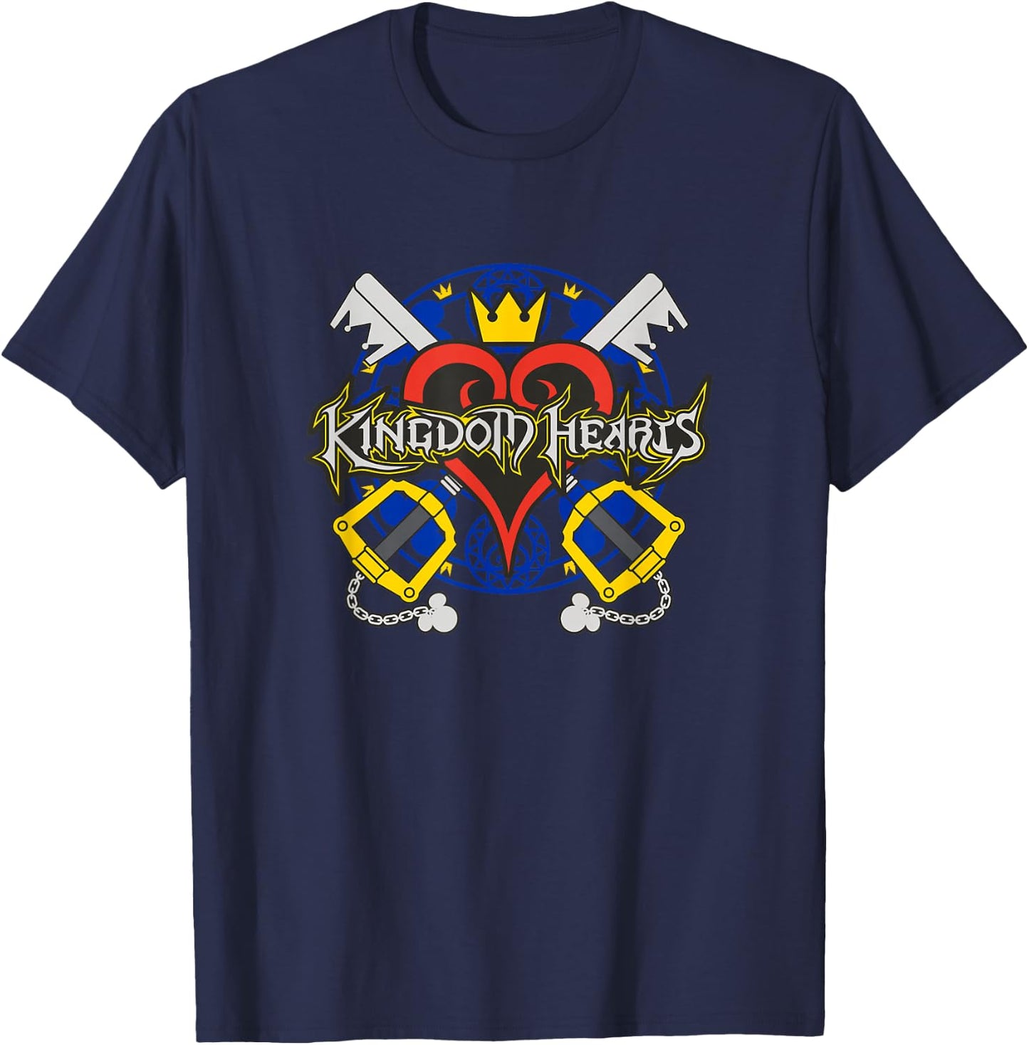 Disney Kingdom Hearts Classic Heart Keyblade Big Chest Logo T-Shirt - T-Shirt | Navy