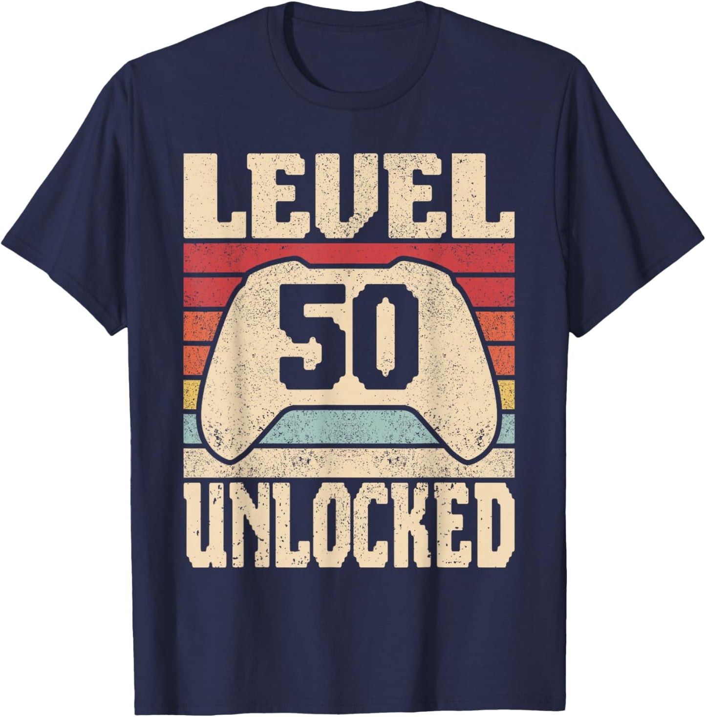 Level 50 Unlocked 50 Year Old Men Women Outfit 50th Birthday T-Shirt - T-Shirt | Navy