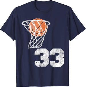 Vintage Basketball Jersey Number 33 Player Number T-Shirt - T-Shirt | Navy
