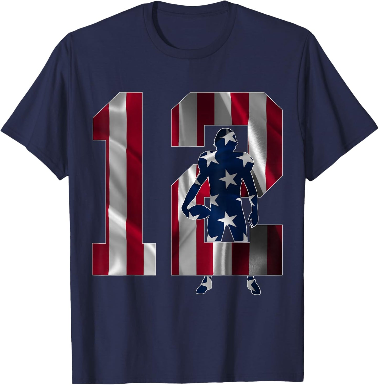 Number 12 Years Football 12th Birthday T-Shirt - T-Shirt | Navy