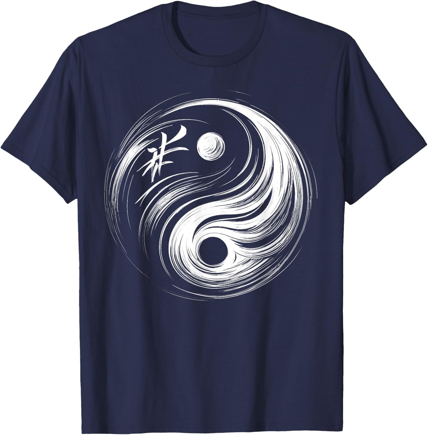 Cool Yin and Yang Symbol Calligraphy Art Style Men Women T-Shirt - T-Shirt | Navy