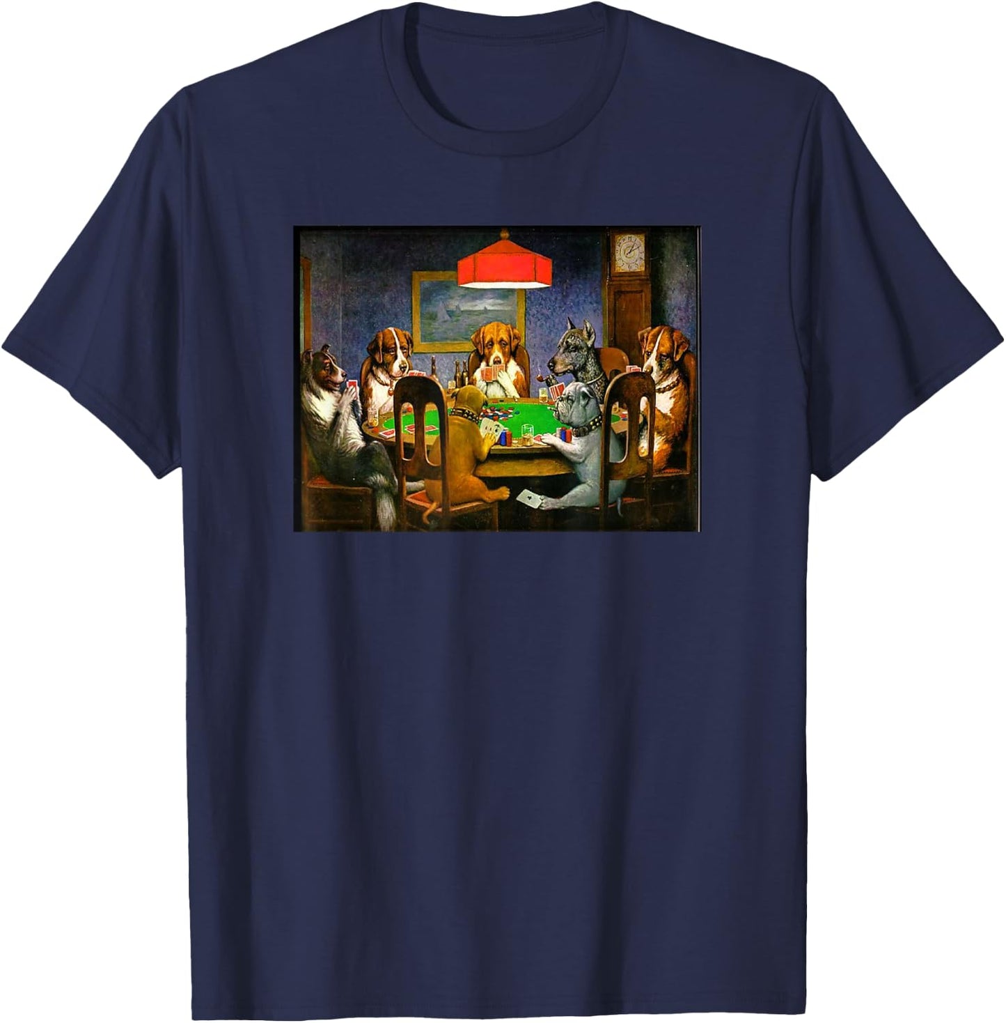 Retro Vintage Dogs Playing Cards Poker Gambling T-Shirt - T-Shirt | Navy