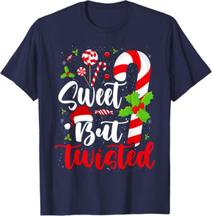 Candy Cane Christmas Short Sleeve T-Shirt - T-Shirt | Navy
