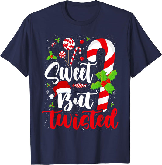 Candy Cane Christmas Short Sleeve T-Shirt - T-Shirt | Navy