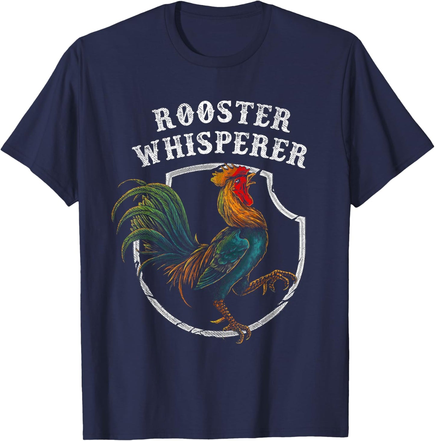 Rooster Whisperer Funny Farmer Gift Retro Shirt Cock Bird T-Shirt - T-Shirt | Navy