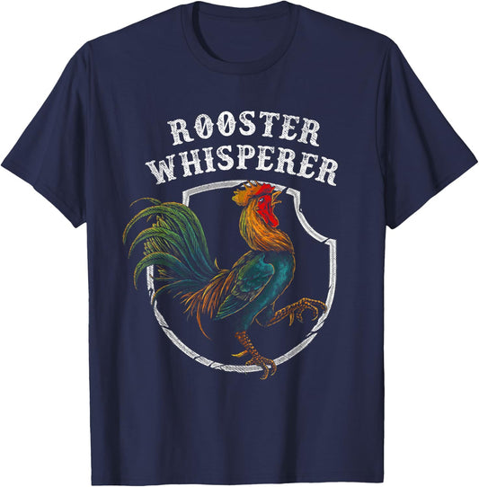 Rooster Whisperer Funny Farmer Gift Retro Shirt Cock Bird T-Shirt - T-Shirt | Navy
