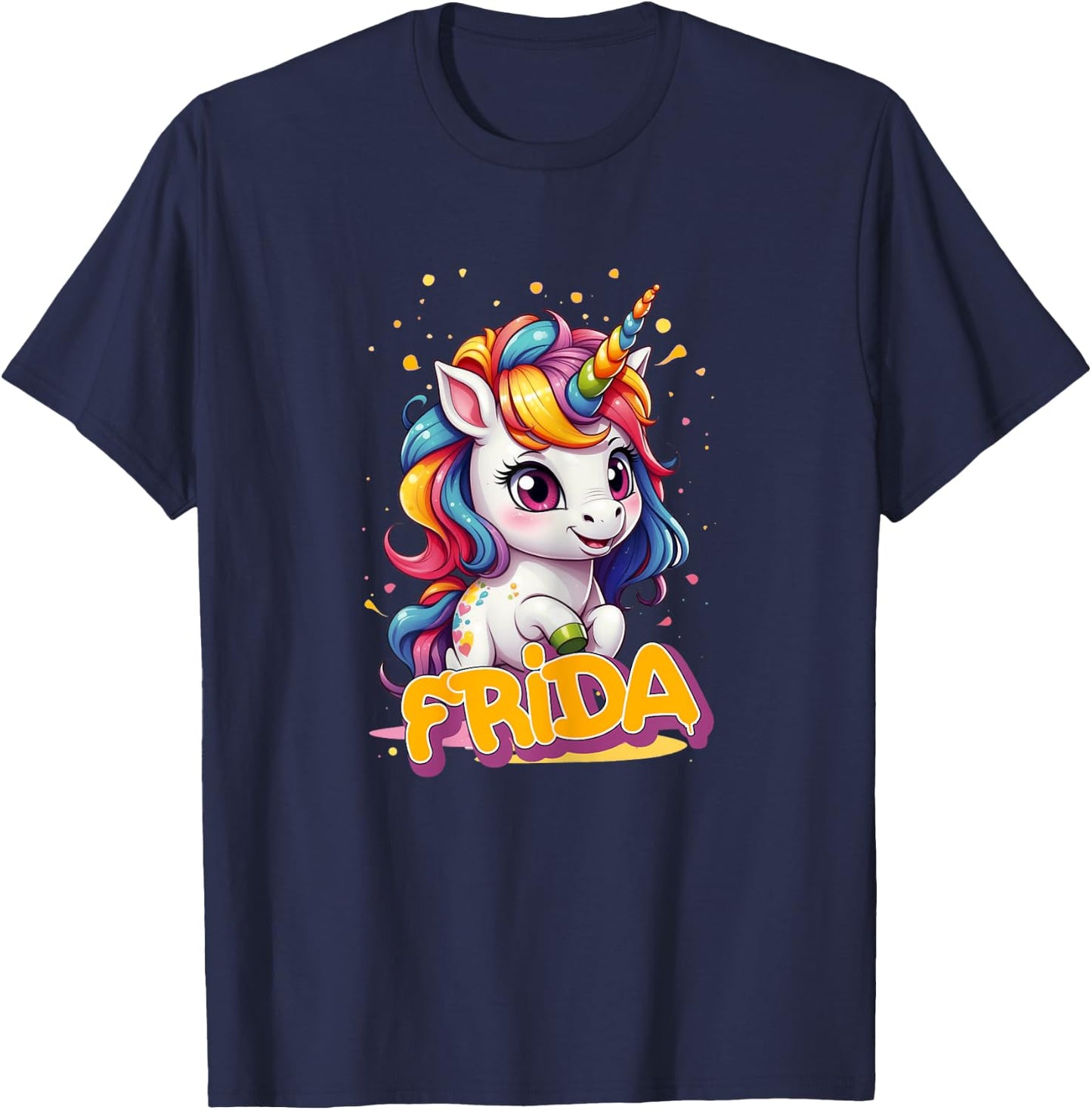 FRIDA - Adorable girl name with beautiful Unicorn T-Shirt - T-Shirt | Navy