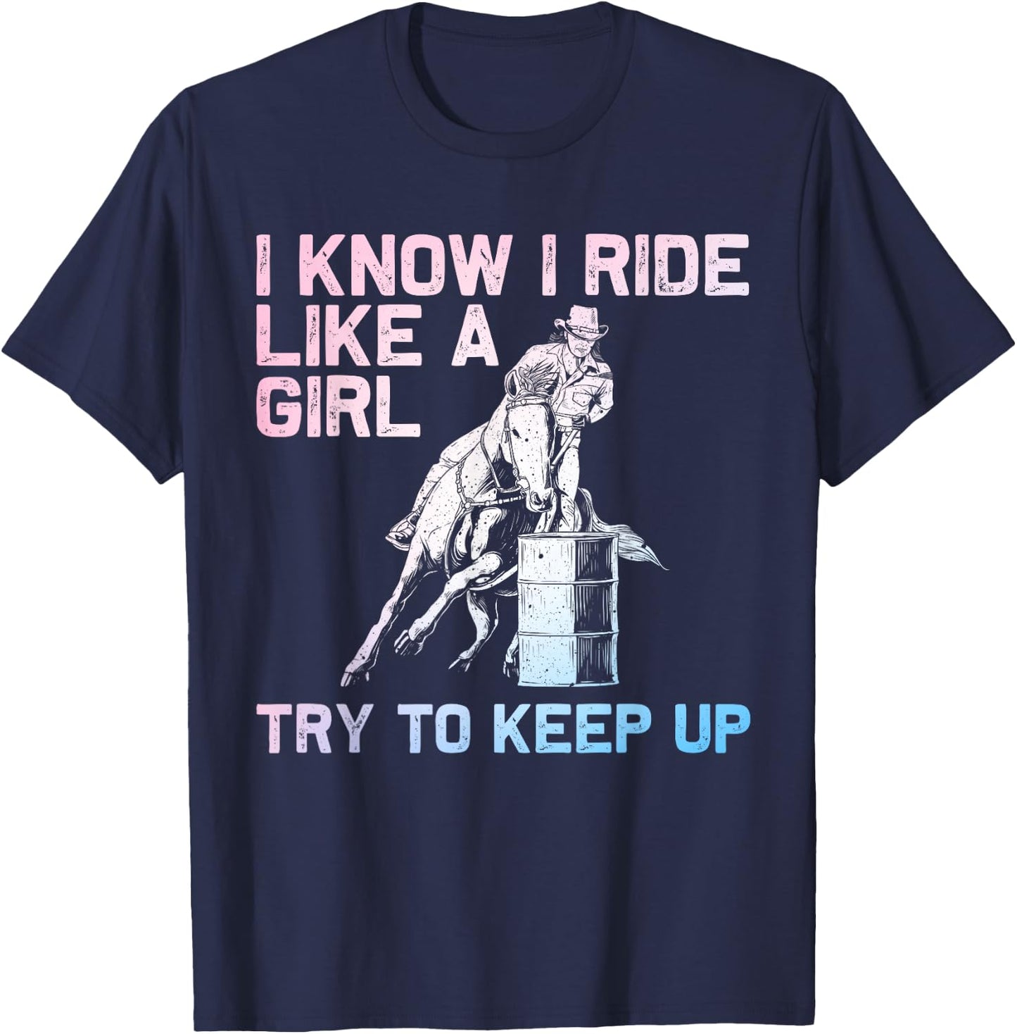 Barrel Racing Design Girls Cowgirl Barrel Racing T-Shirt - T-Shirt | Navy