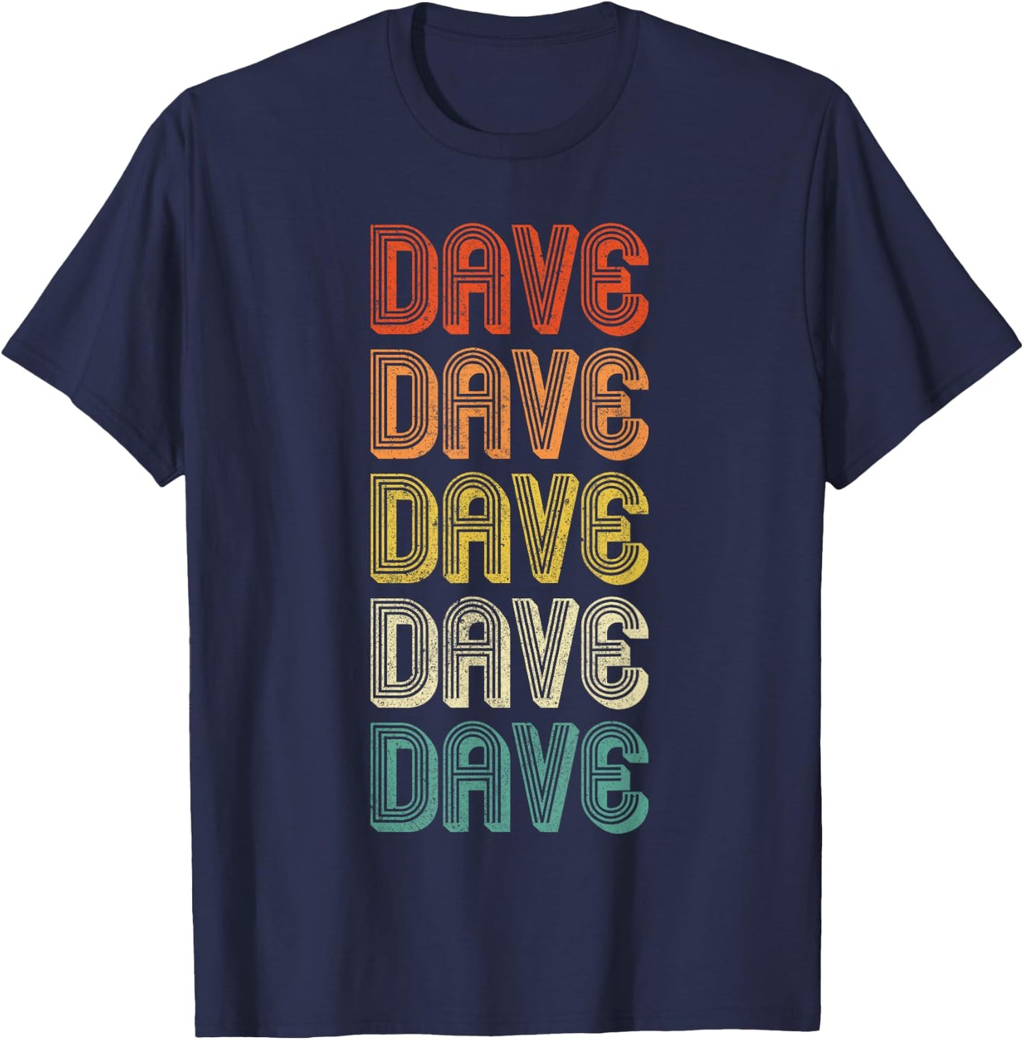 Dave Gifts Vintage Retro Black , Small, -Adult, Short Sleeve, Mandarin Collar, Embroidery T-Shirt - T-Shirt | Navy