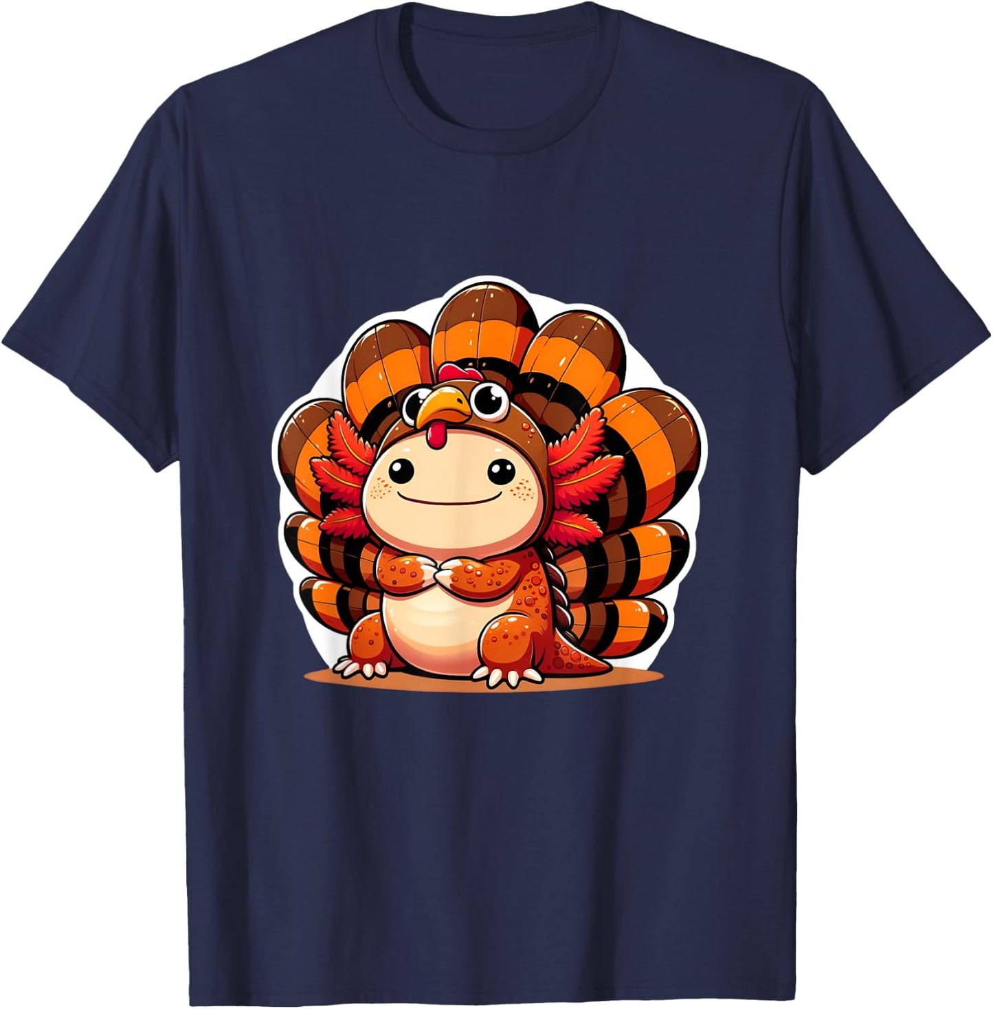 Pilgrim axolotl in Turkey Disguise turkey costume T-Shirt - T-Shirt | Navy