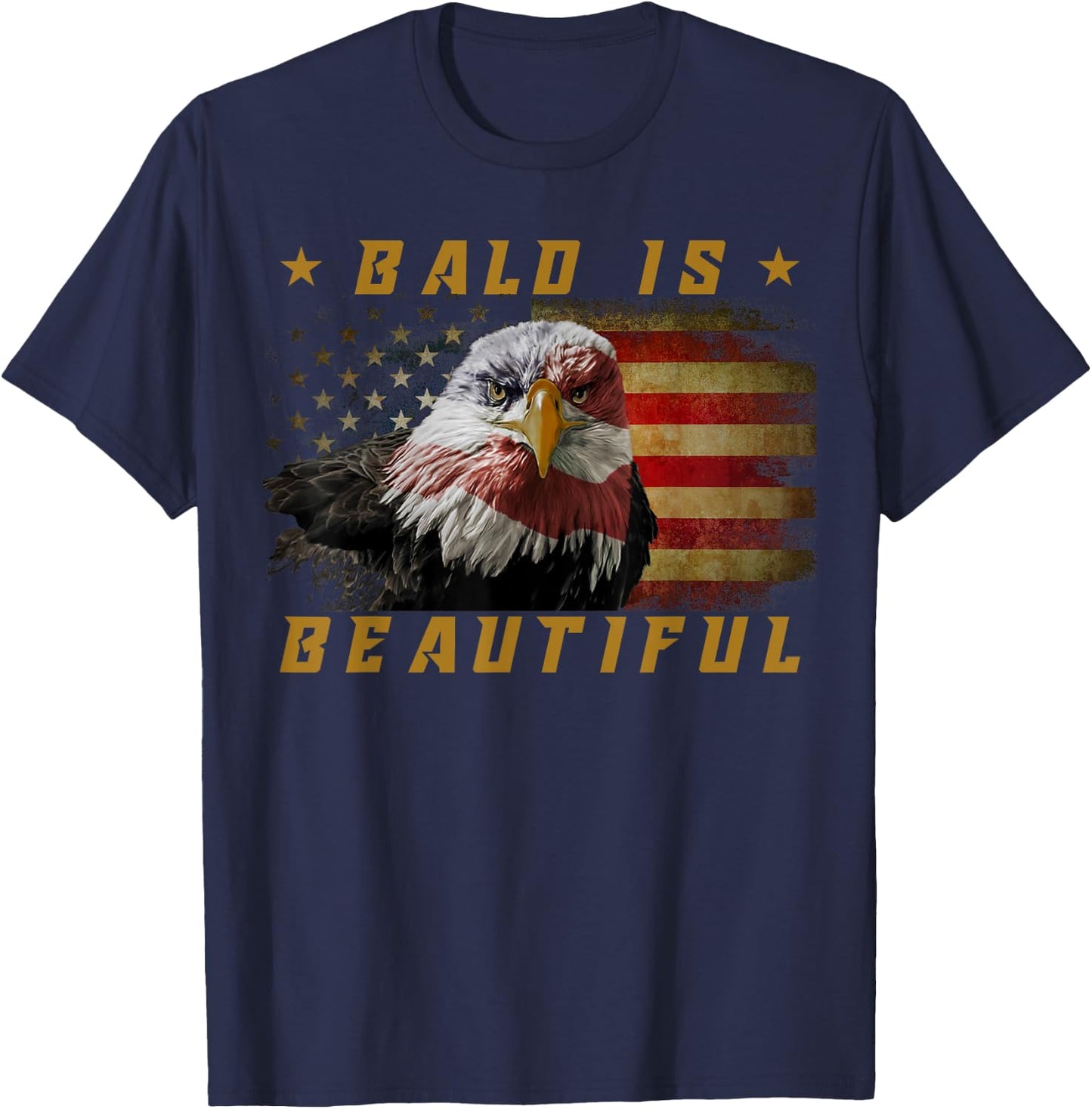 Bald Is Beautiful 4th of July Independence Day USA Eagle T-Shirt - T-Shirt | Navy