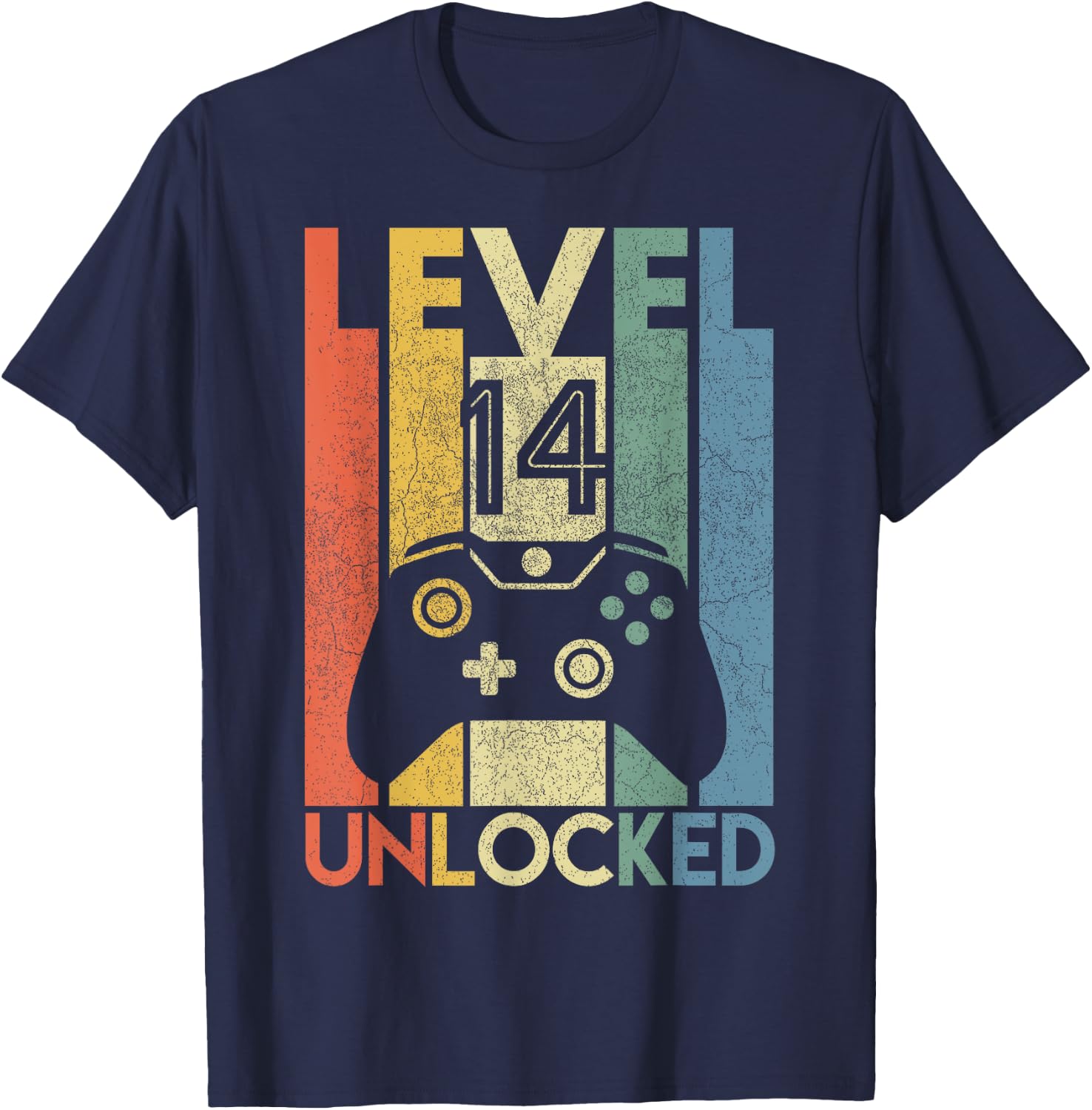 Level 14 Unlocked Shirt Funny Video Gamer 14th Birthday Gift T-Shirt - T-Shirt | Navy
