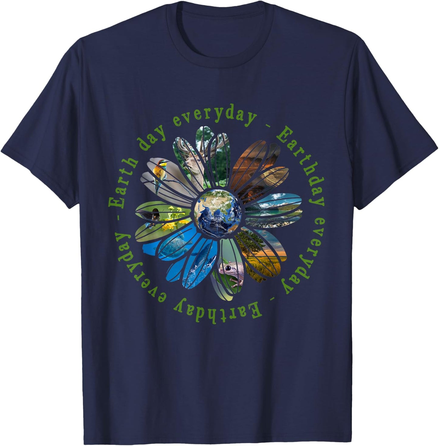 Funny Earth Day Everyday Sunflower Earth Animal Lovers T-Shirt - T-Shirt | Navy