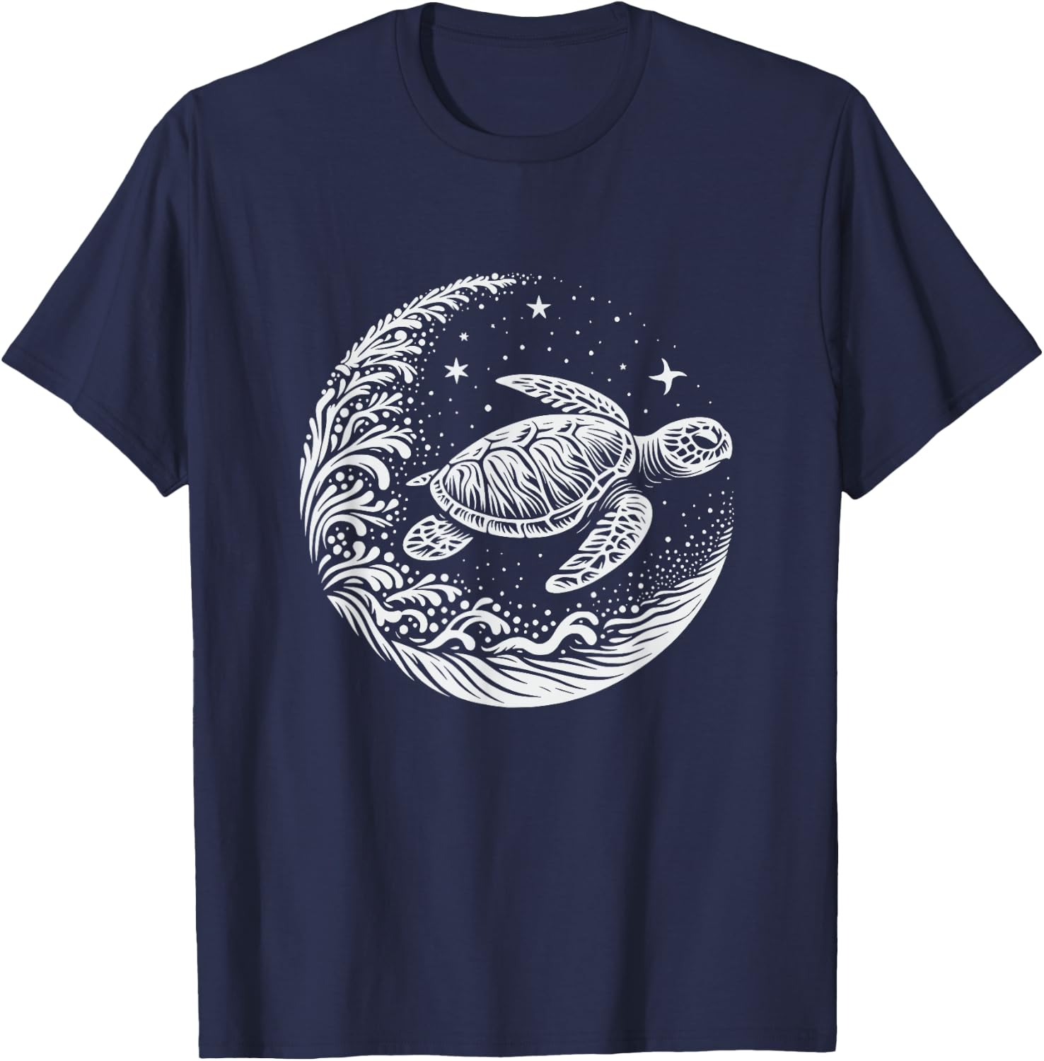 Sea Turtle Moon Graphic Design T-Shirt - T-Shirt | Navy