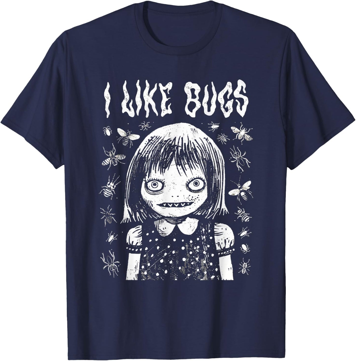 I Like Bugs Creepy Cute T-Shirt - T-Shirt | Navy