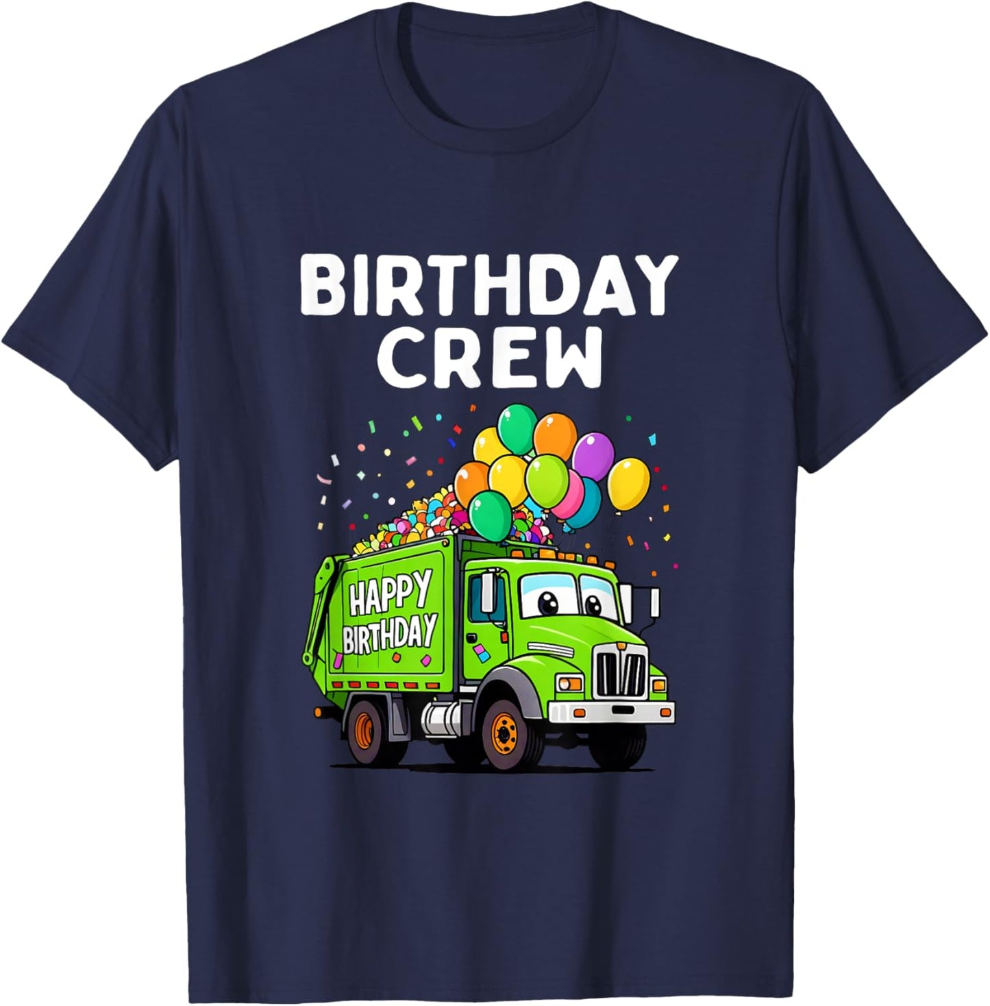 Birthday Crew Boys Garbage Truck Bday Family Matching Kids T-Shirt - T-Shirt | Navy
