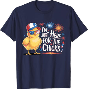 I'm Just Here For The Chicks Funny 4th Of July Men Boys T-Shirt - T-Shirt | Navy