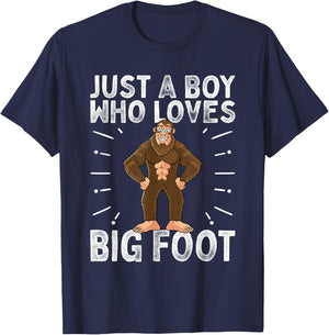 Bigfoot Just A Boy Who Loves Sasquatch Funny Retro Vintage T-Shirt - T-Shirt | Navy