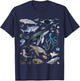 Vintage Ocean Animal Wildlife Shark Turtle Octopus Fish T-Shirt - T-Shirt | Navy