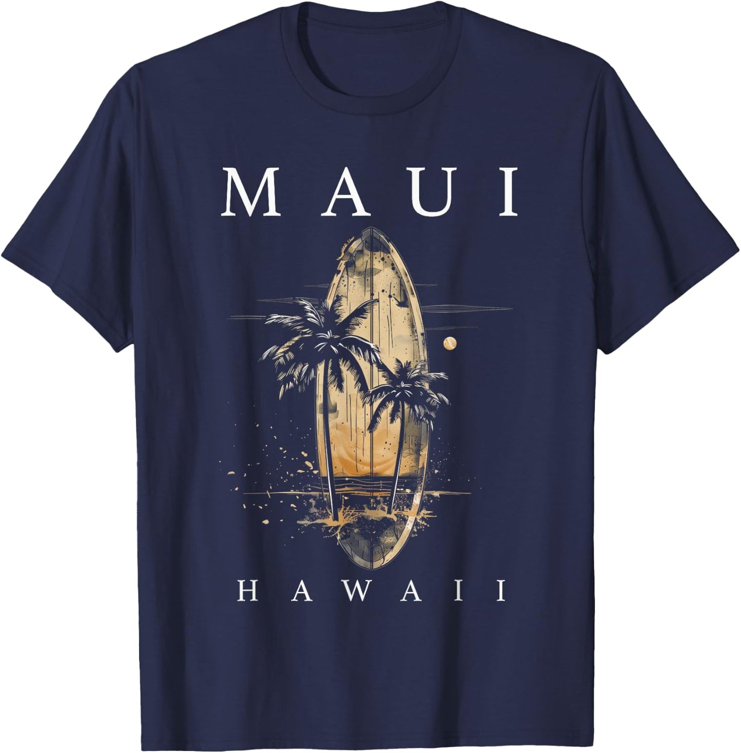 Maui Hawaii Surf Hawaiian Vintage Surfing Surfer T-Shirt - T-Shirt | Navy