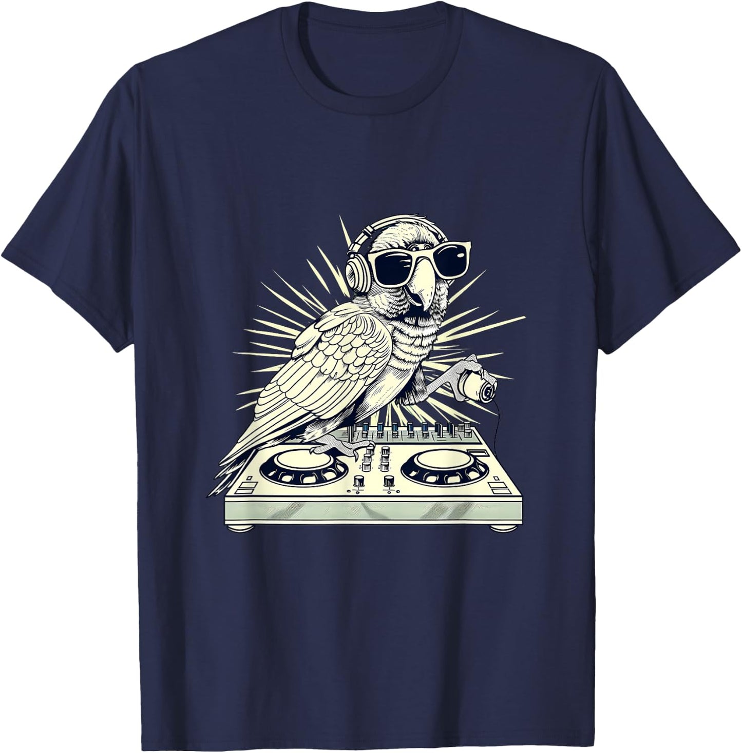 Parrot DJ Turntable DJ Parrot Bird EDM House Music Producer T-Shirt - T-Shirt | Navy