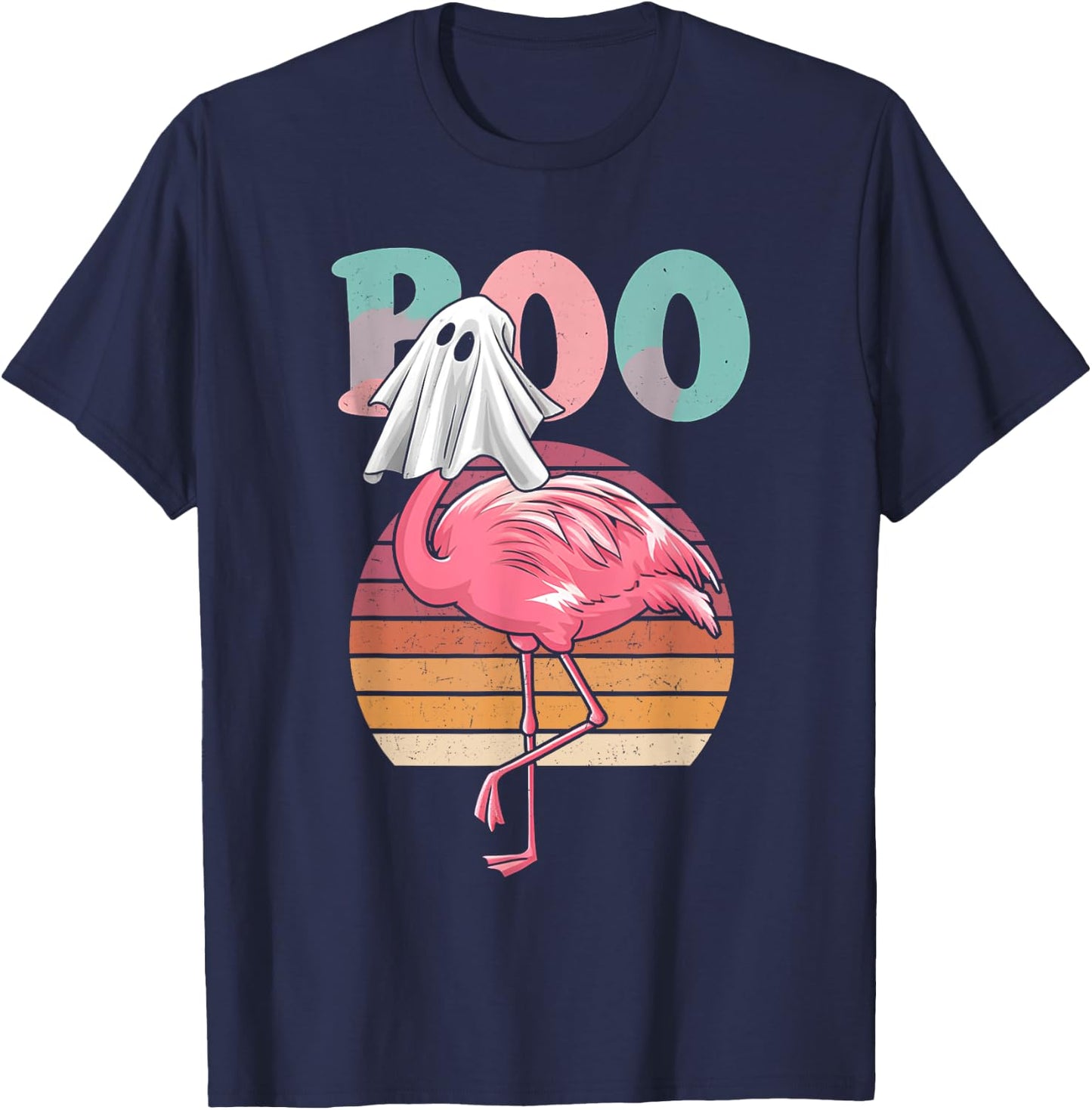 Flamingo Ghost Boo Pink Halloween Costume Flamingo Lover T-Shirt - T-Shirt | Navy