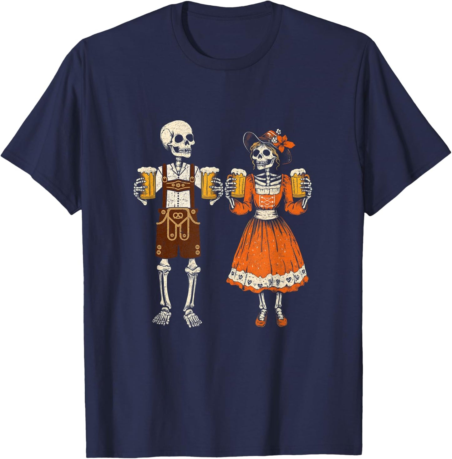 Oktoberfest Beer German Funny Couple Lederhosen Costume T-Shirt - T-Shirt | Navy