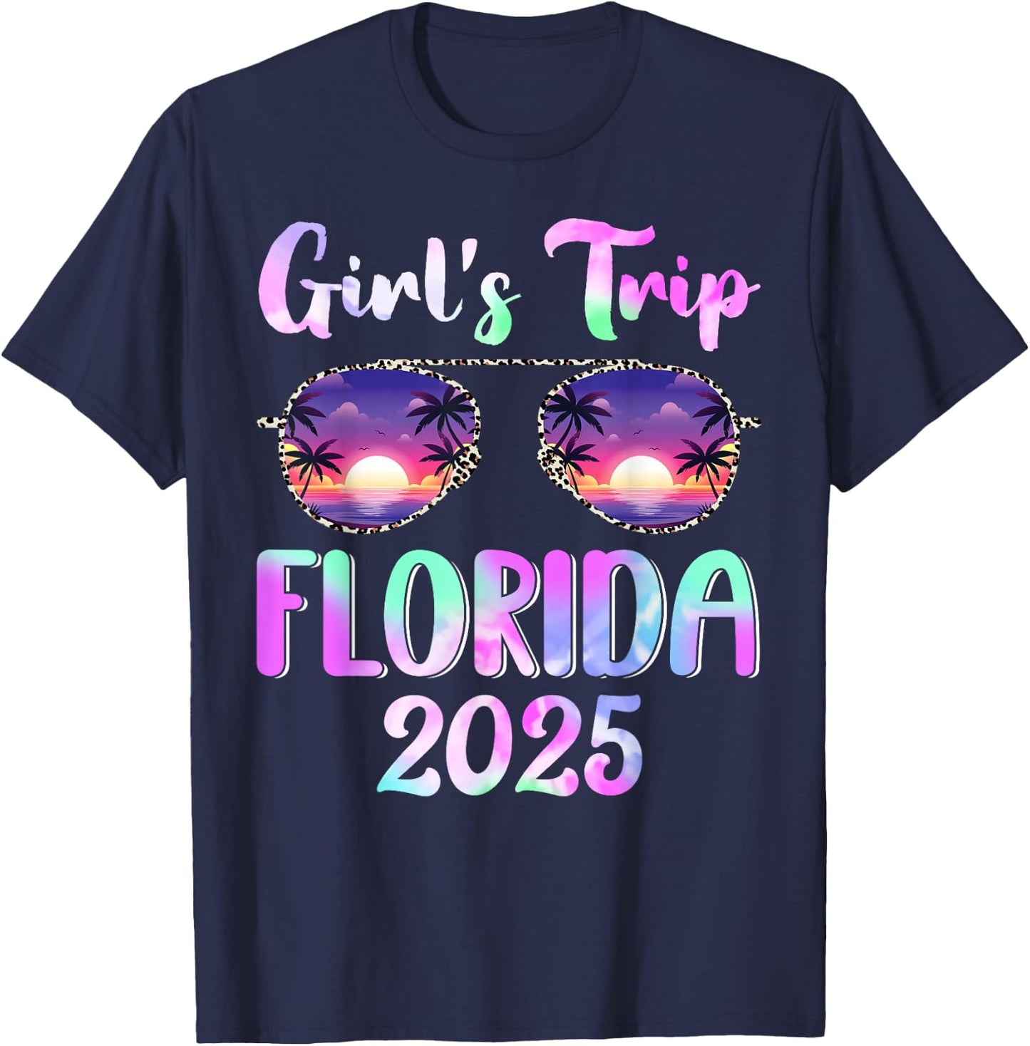Girl's Trip Florida 2025 Summer Beach Weekend Vacation T-Shirt - T-Shirt | Navy