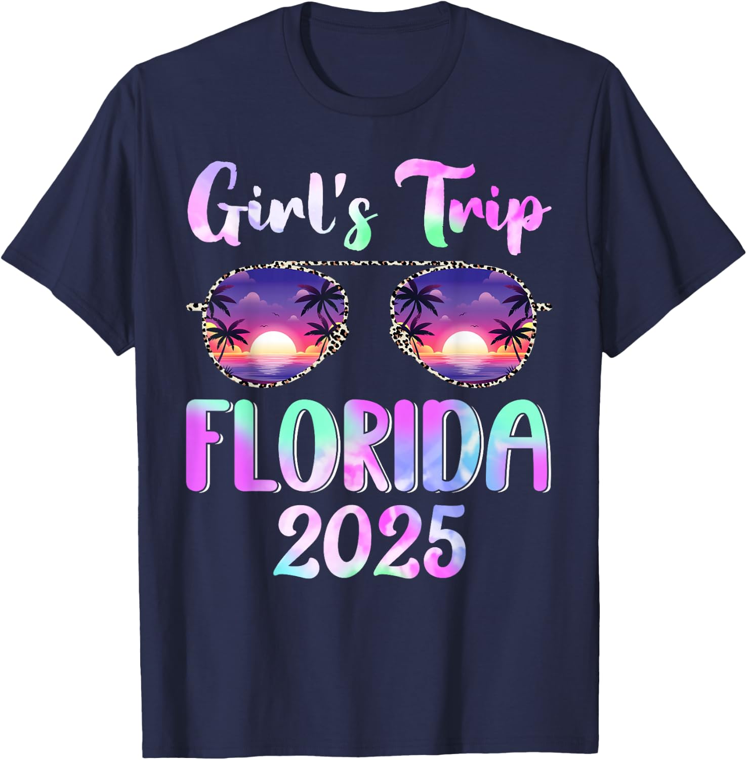 Girl's Trip Florida 2025 Summer Beach Weekend Vacation T-Shirt - T-Shirt | Navy