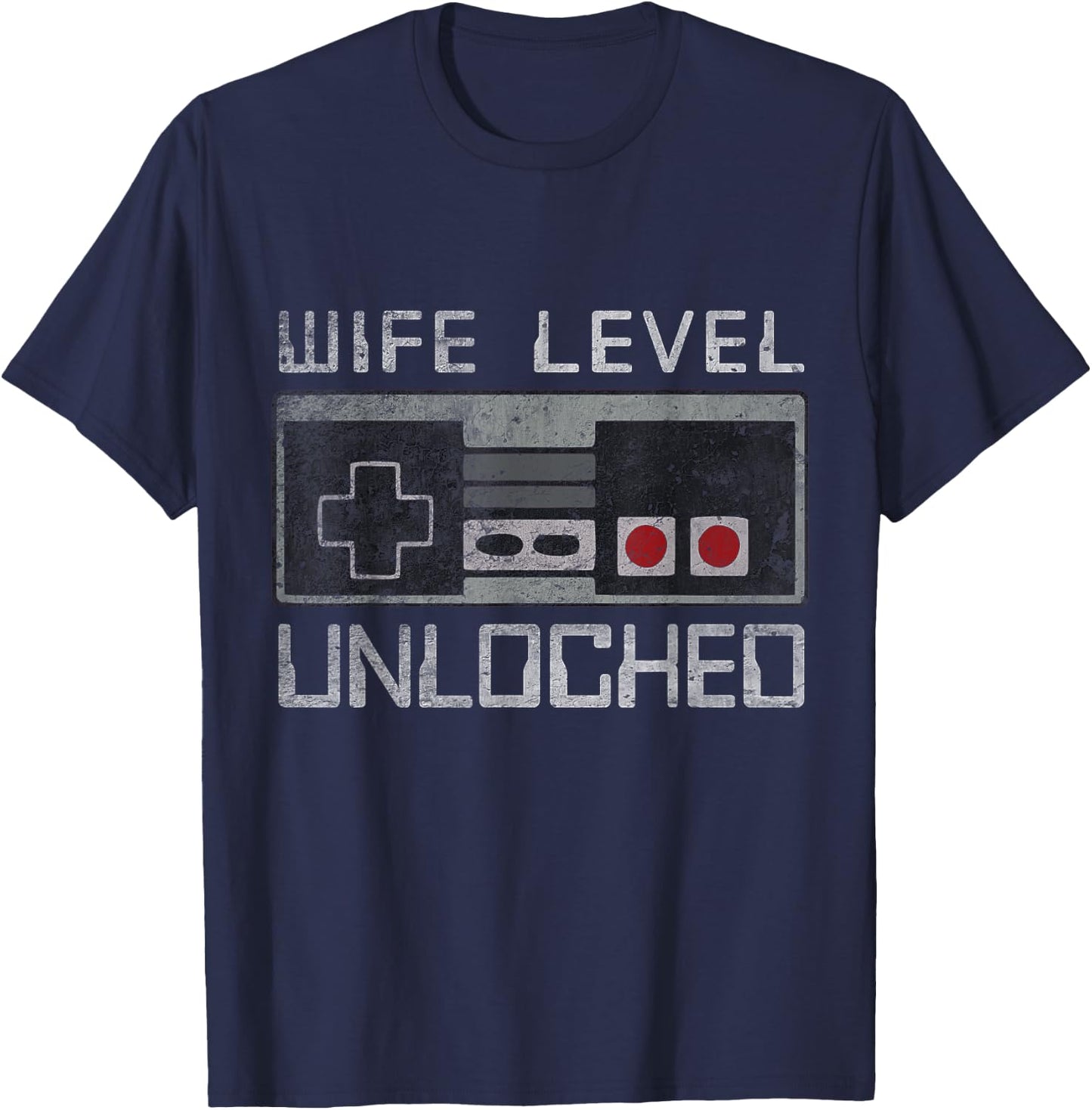 Women Bride Honeymoon Just Married Gamer Wife Level Unlocked T-Shirt - T-Shirt | Navy