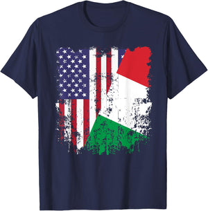 Italian Roots Half American Flag Italy Flag Kids Men T-Shirt - T-Shirt | Navy
