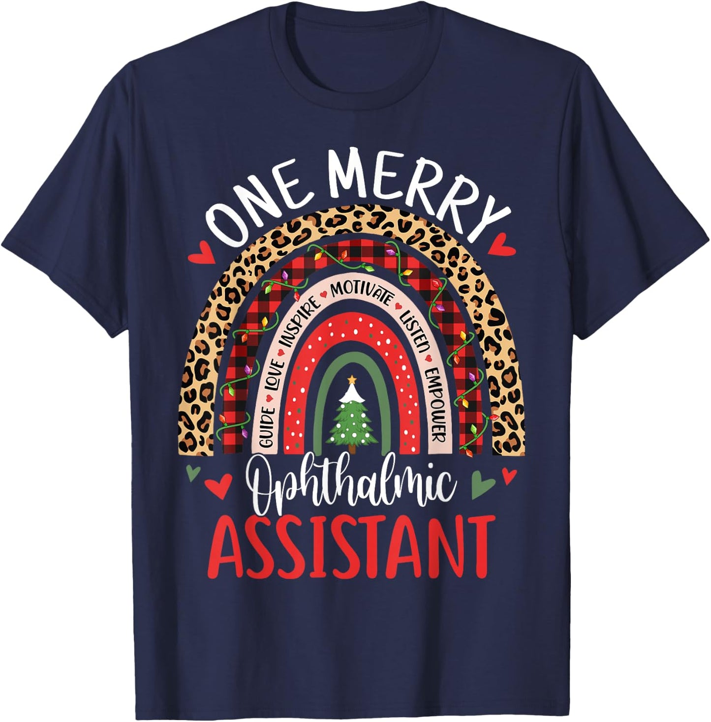 One Merry Ophthalmic Assistant Funny Christmas Ophthalmology T-Shirt - T-Shirt | Navy