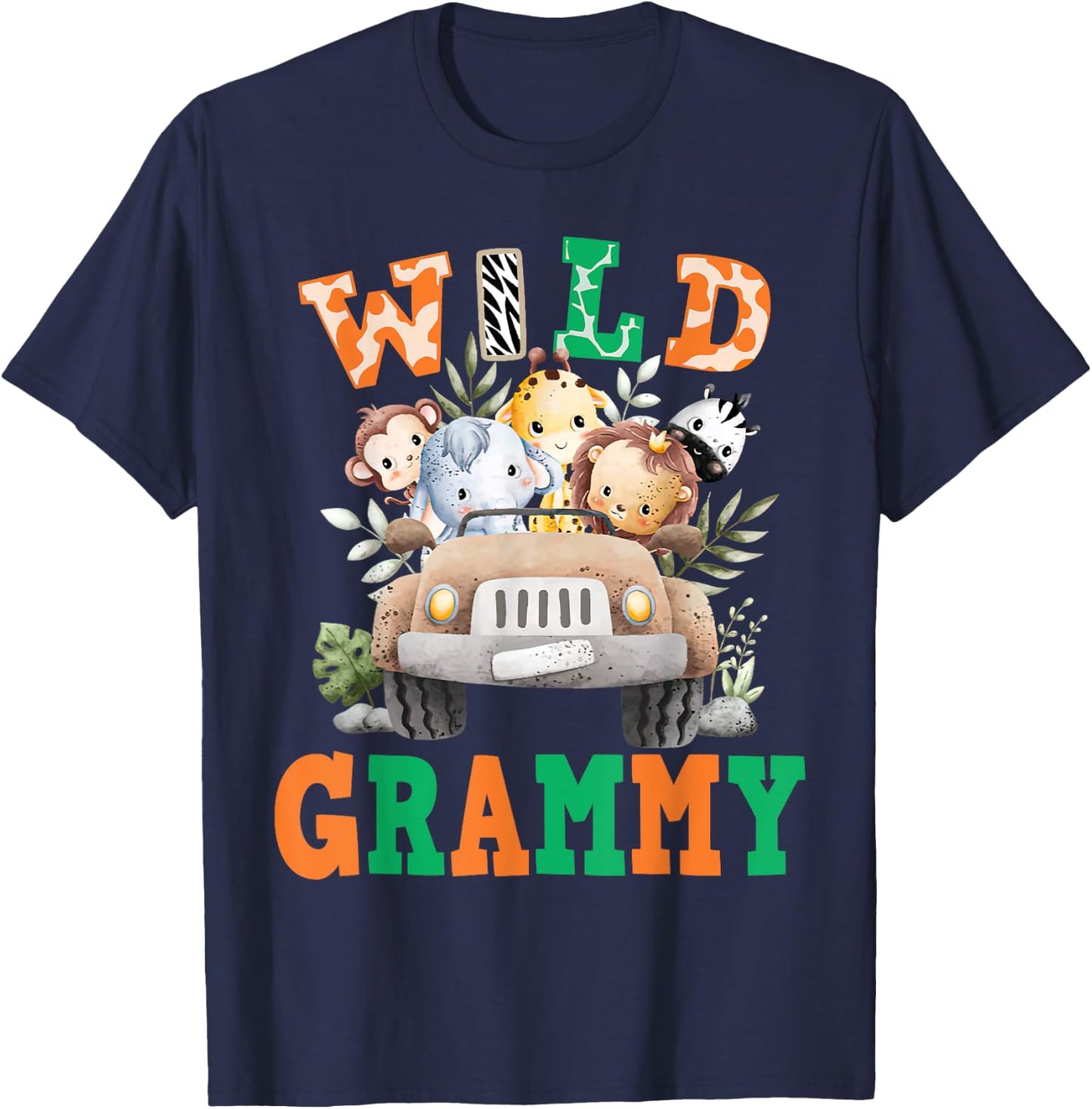 Wild Grammy Zoo Born Two be Wild B-day Safari Jungle Animal T-Shirt - T-Shirt | Navy