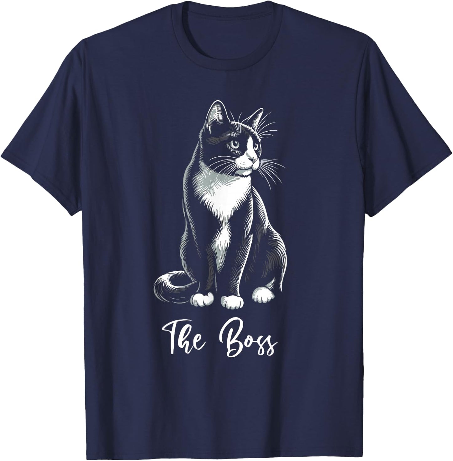The Boss Tuxedo Cat Lover Kitten Tuxedo Cat Owner T-Shirt - T-Shirt | Navy