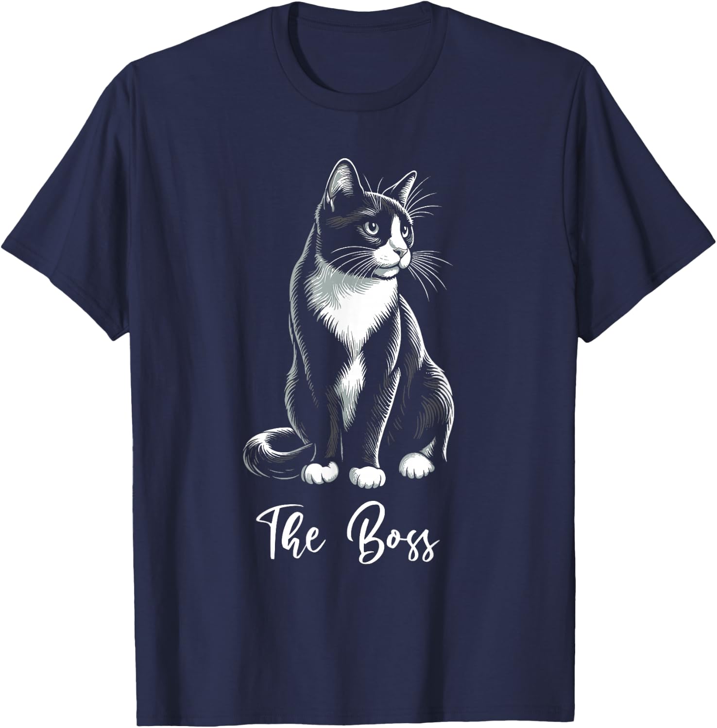 The Boss Tuxedo Cat Lover Kitten Tuxedo Cat Owner T-Shirt - T-Shirt | Navy