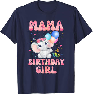 Mama of The Birthday Girl Shirt Elephant Mommy Mom 1st T-Shirt - T-Shirt | Navy
