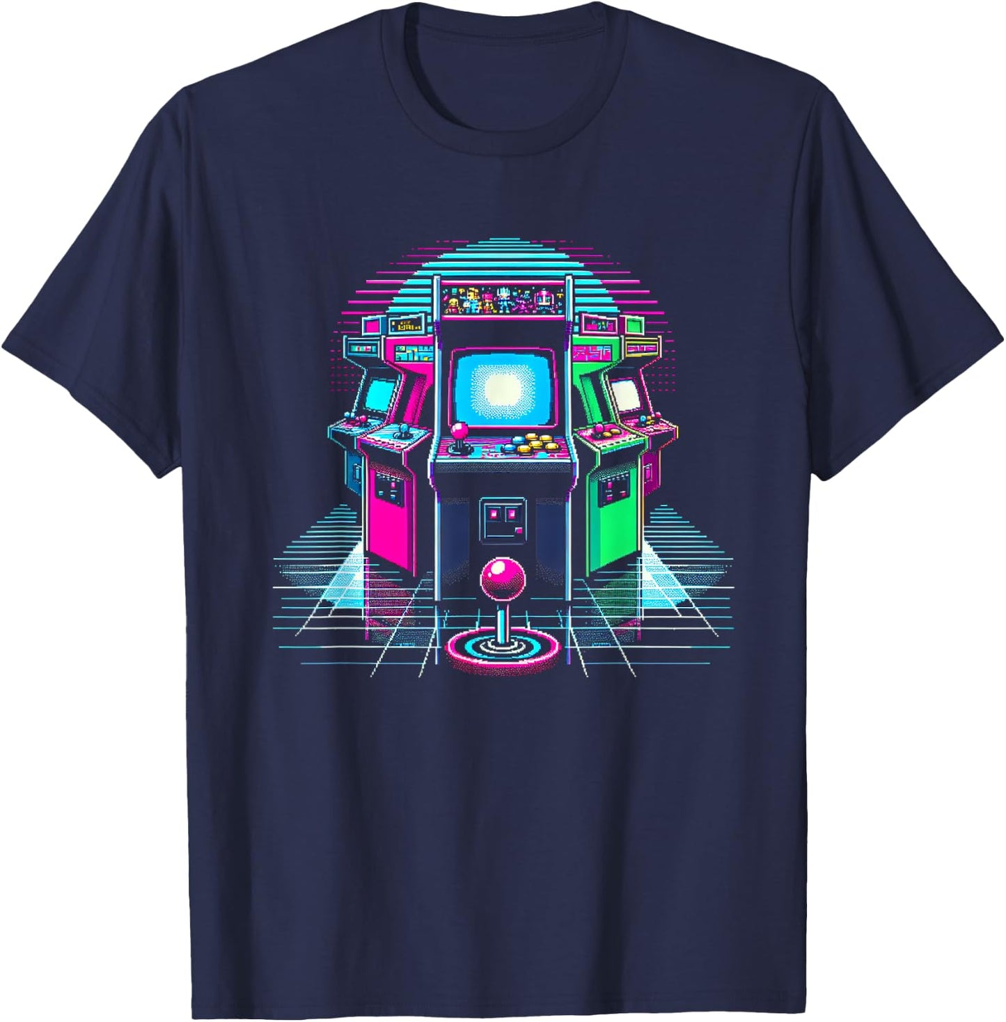 Pixelated Arcade Machine Design T-Shirt - T-Shirt | Navy