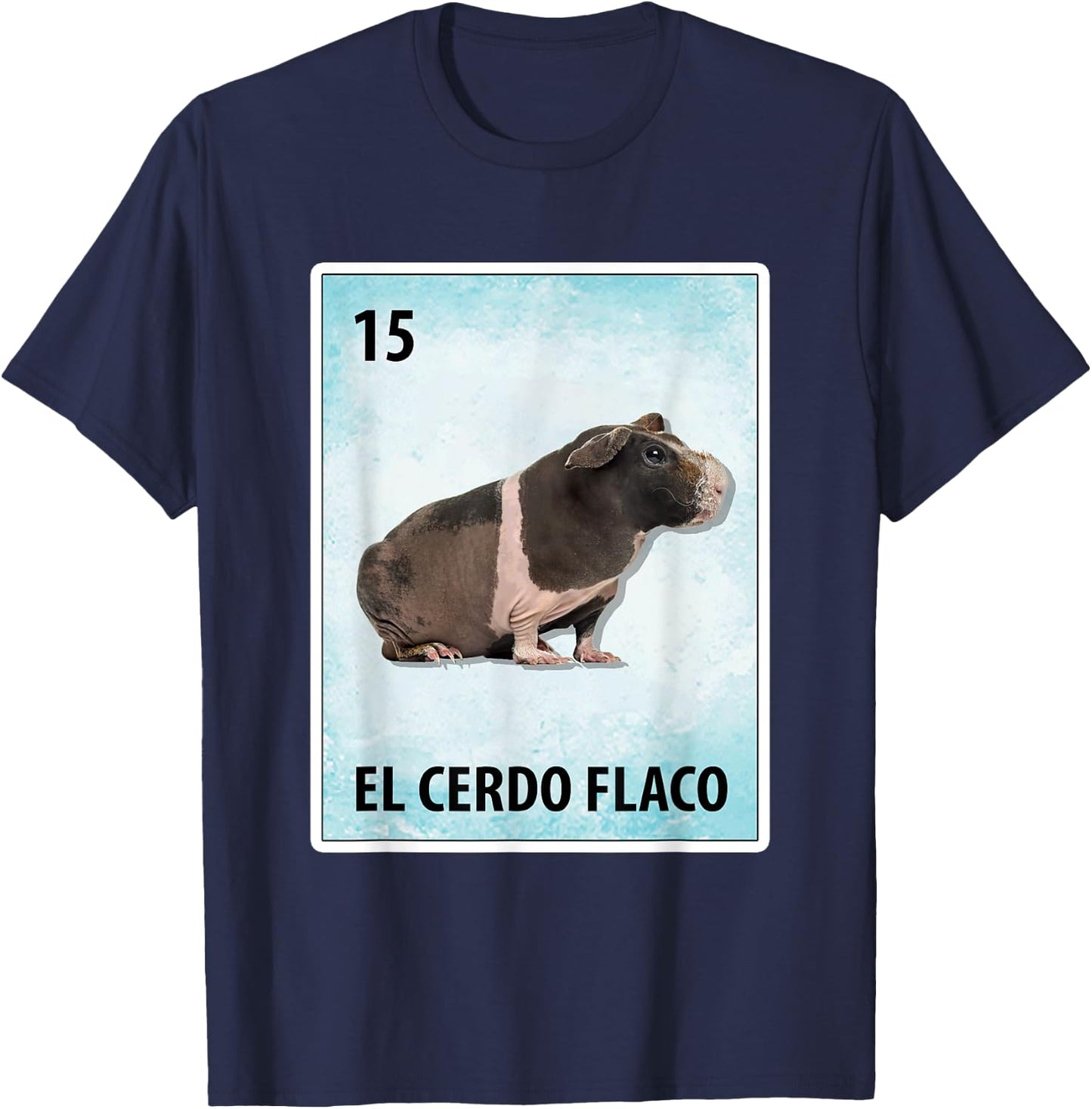 El Cerdo Flaco Mexican Skinny Pig Cards T-Shirt - T-Shirt | Navy