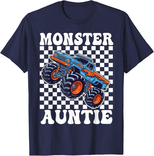 Monster Truck Auntie Monster Truck Are My Jam Truck Lovers T-Shirt - T-Shirt | Navy