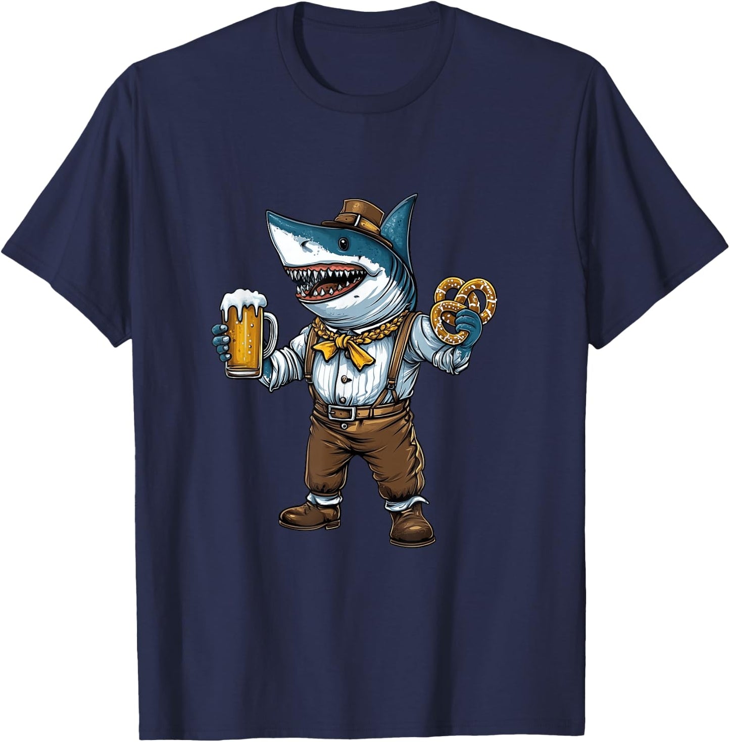 German Oktoberfest Shark Costume Funny Bavarian Men Women T-Shirt - T-Shirt | Navy