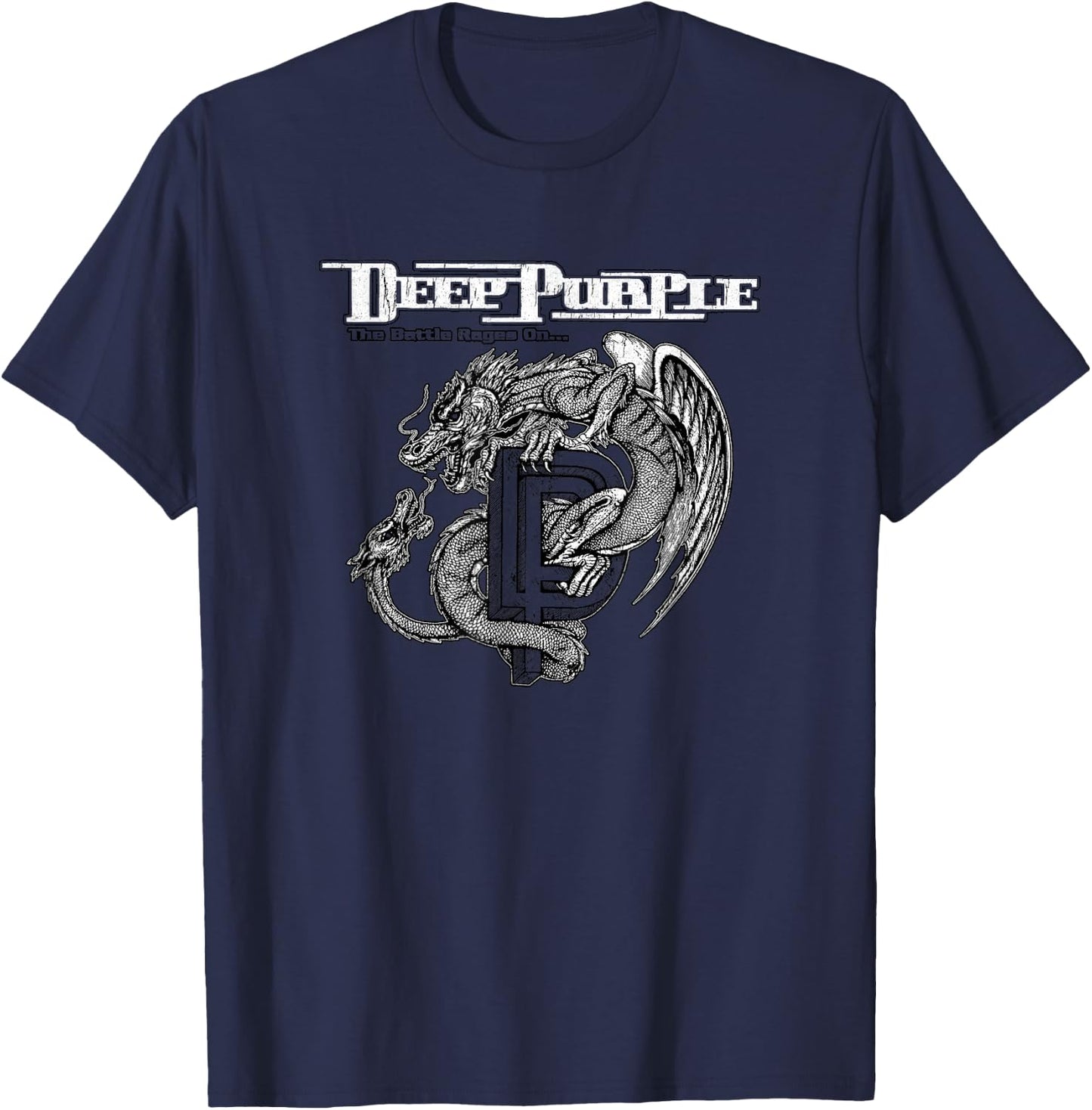 Deep Purple Official Battle Rages On - Grey, -Adults, Short Sleeve, Classic Fit, , Small T-Shirt - T-Shirt | Navy