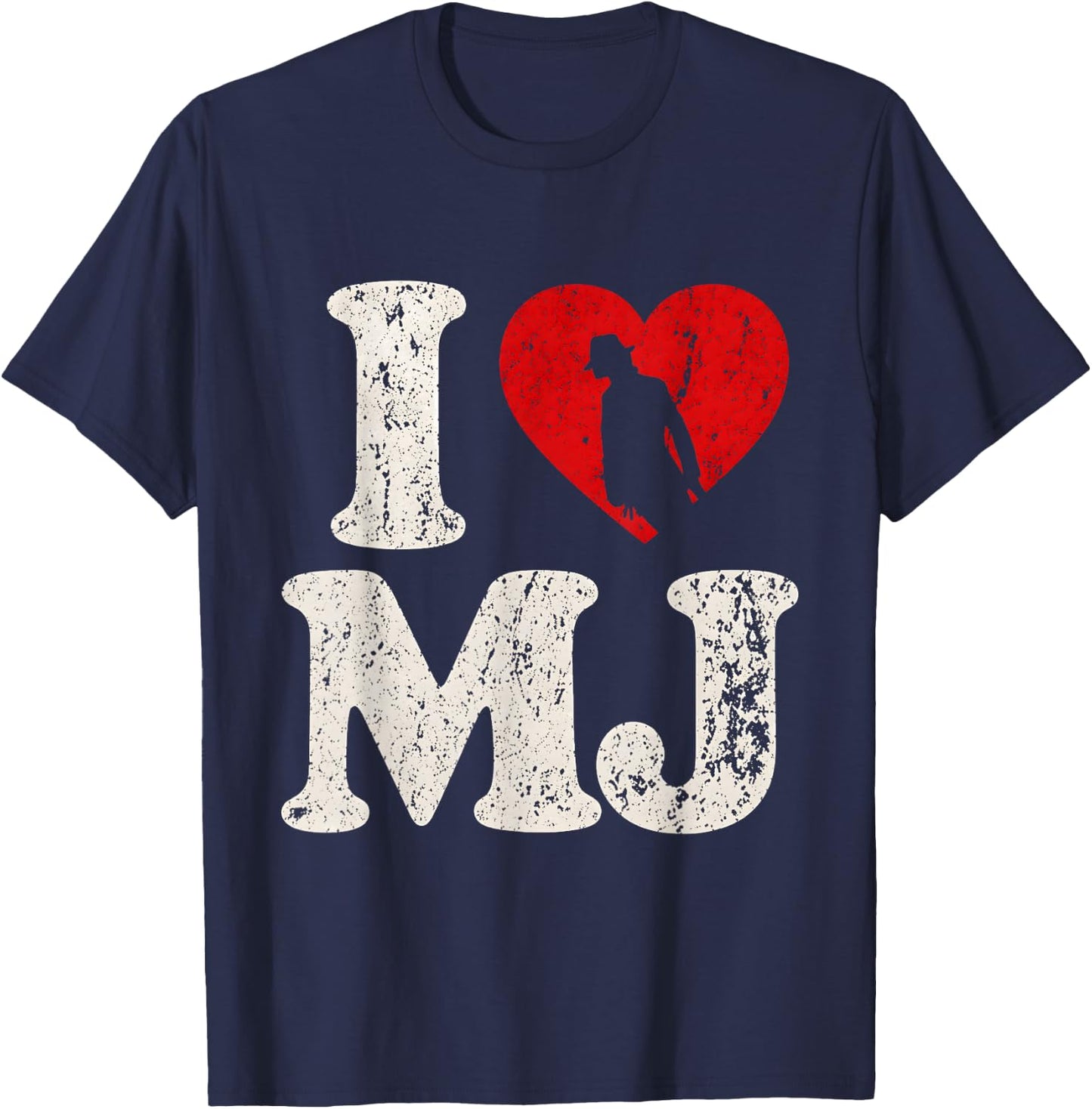 Retro I Love MJ Shirt, I Heart MJ Vintage T-Shirt - T-Shirt | Navy