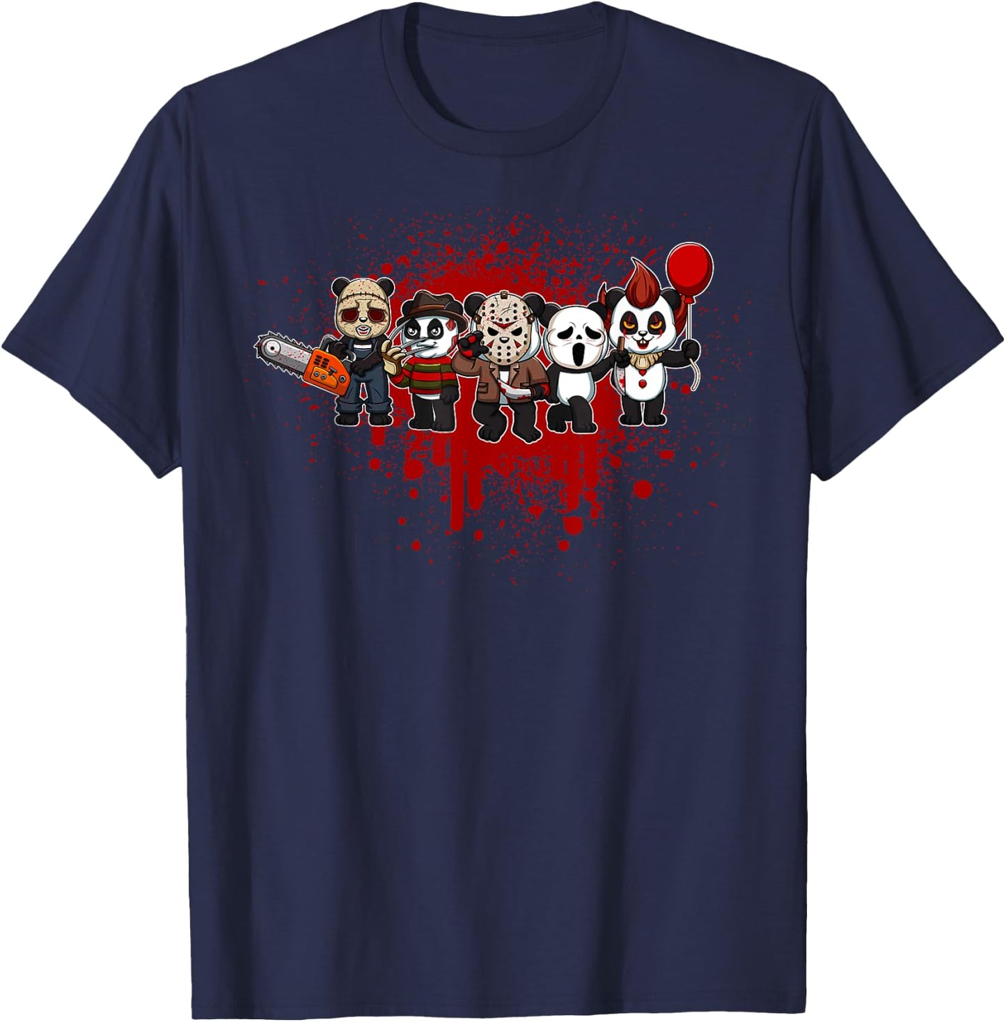 My Little Horror Crew - Halloween Panda Bear T-Shirt - T-Shirt | Navy