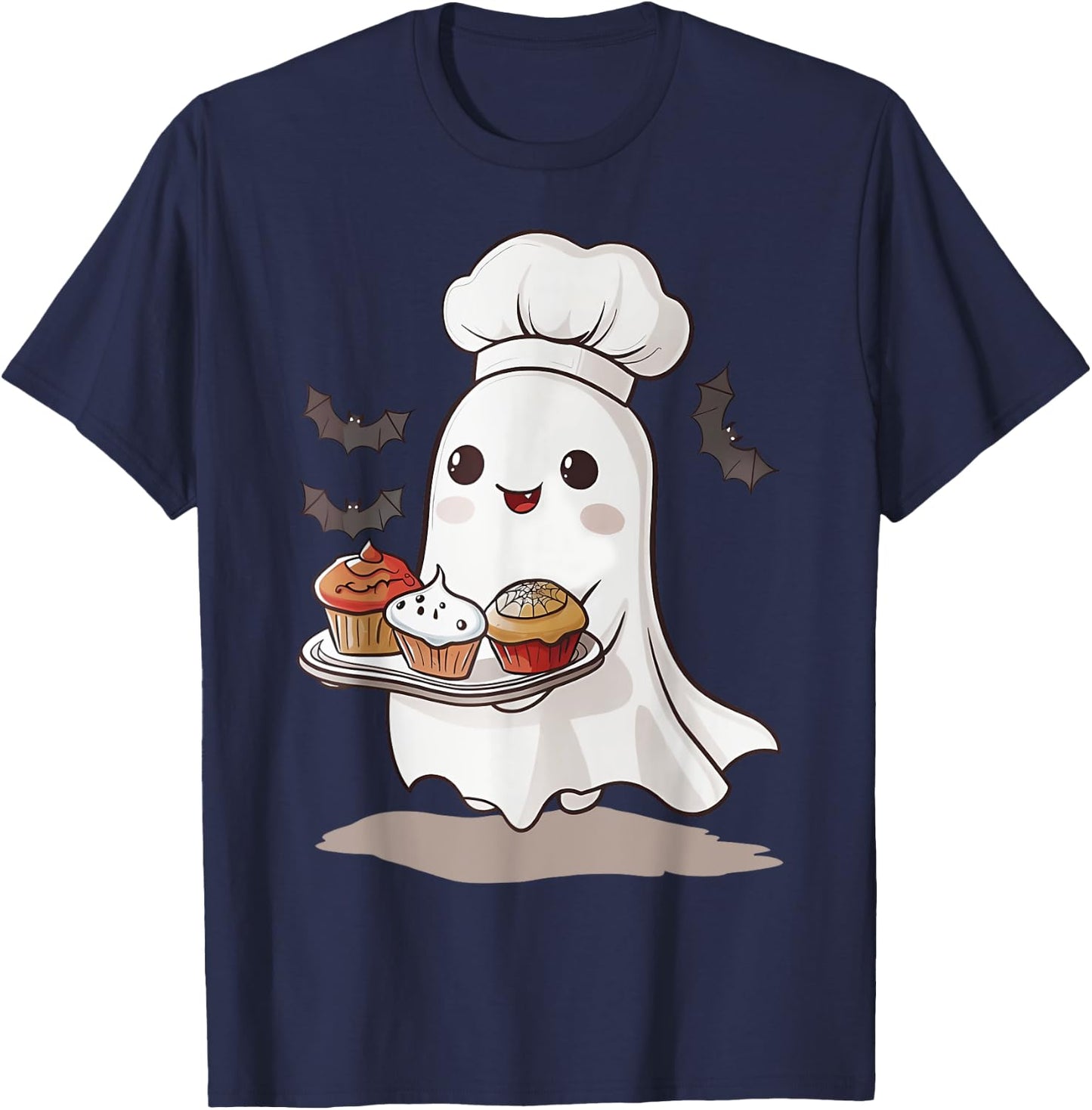 Cute Ghost Chef Baker Halloween Spooky Baking Costume T-Shirt - T-Shirt | Navy