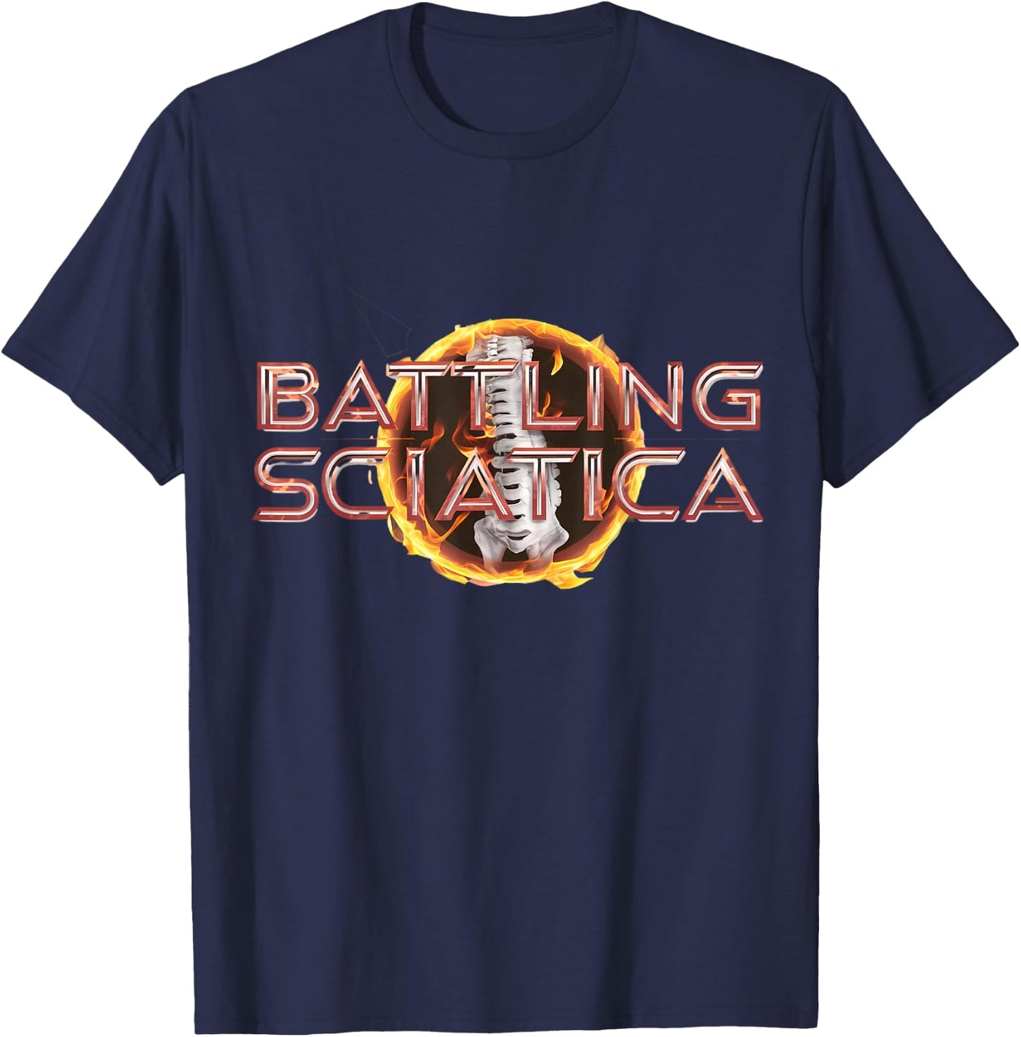 Sciatica Skeleton Backbone Nerve Humor T-Shirt - T-Shirt | Navy